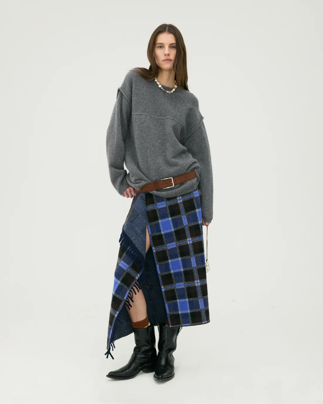 Guest In Residence Tartan Wrap Skirt