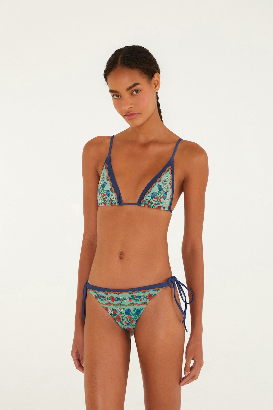FRUIT BEAUTY FADED GREEN TRIANGLE BIKINI TOP