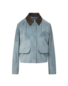 Veronica Beard Walters Cropped Barn Jacket - Blue Steel