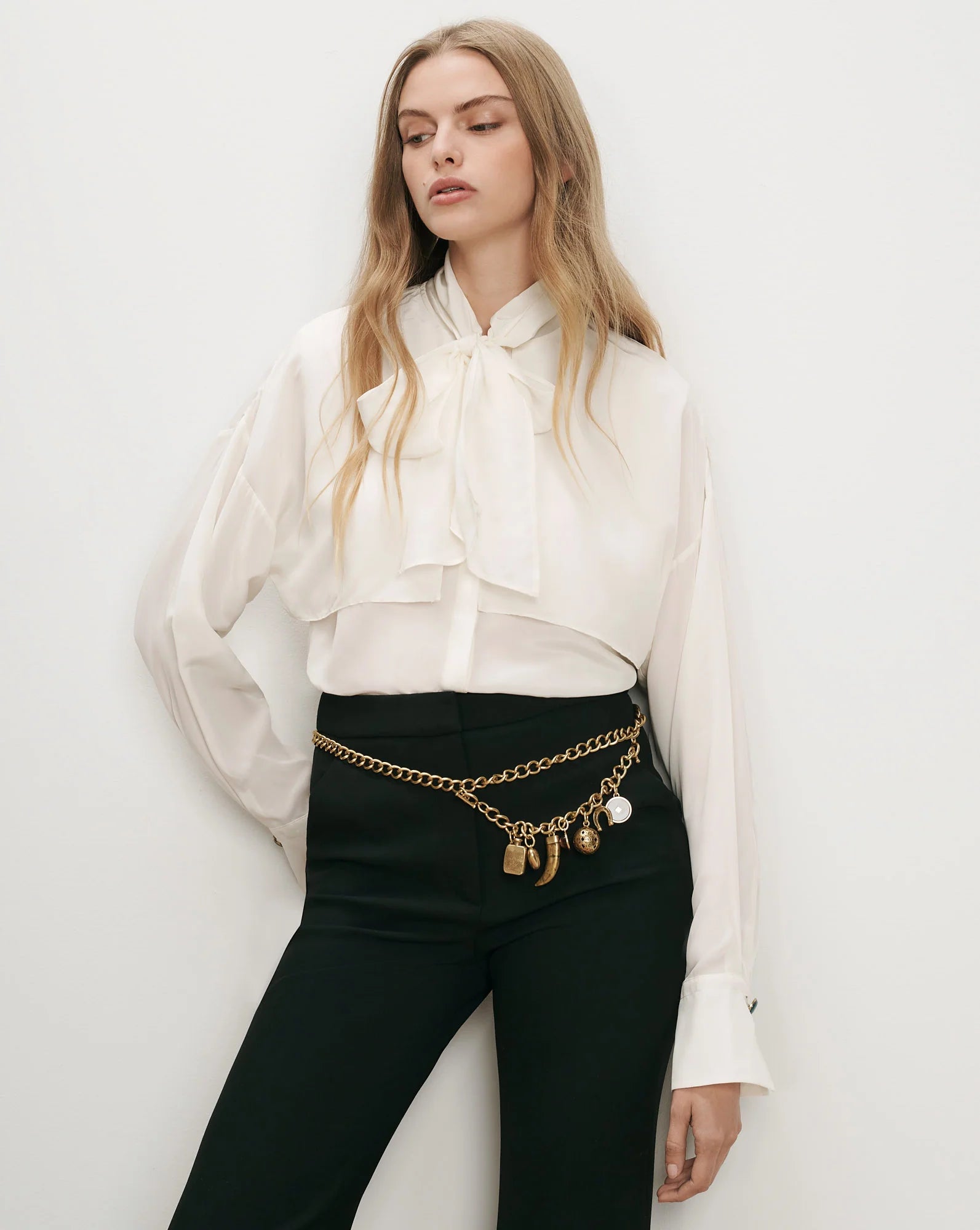 Veronica Beard Darlis Scarf-Neck Blouse
