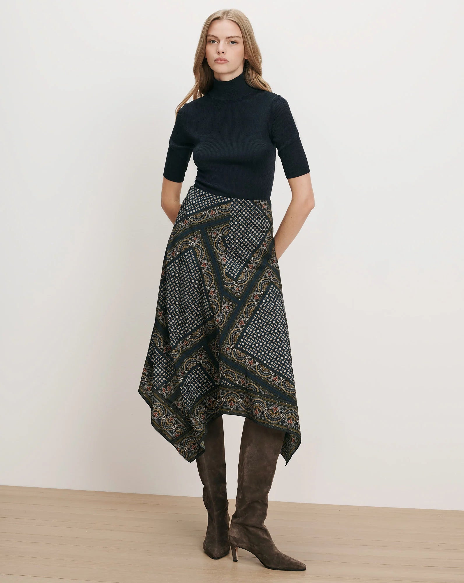 Veronica Beard Hartley Asymmetric Midi Skirt