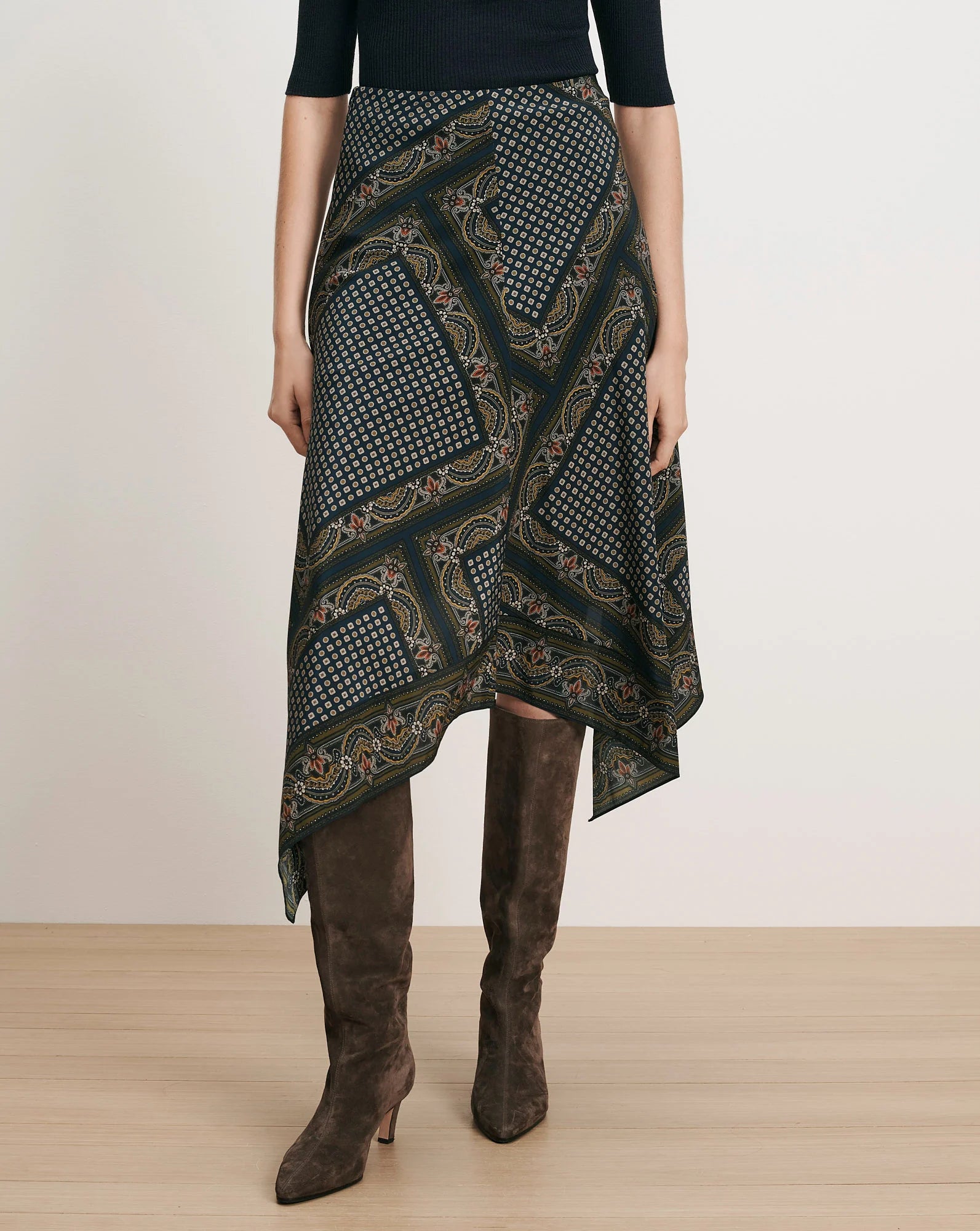 Veronica Beard Hartley Asymmetric Midi Skirt