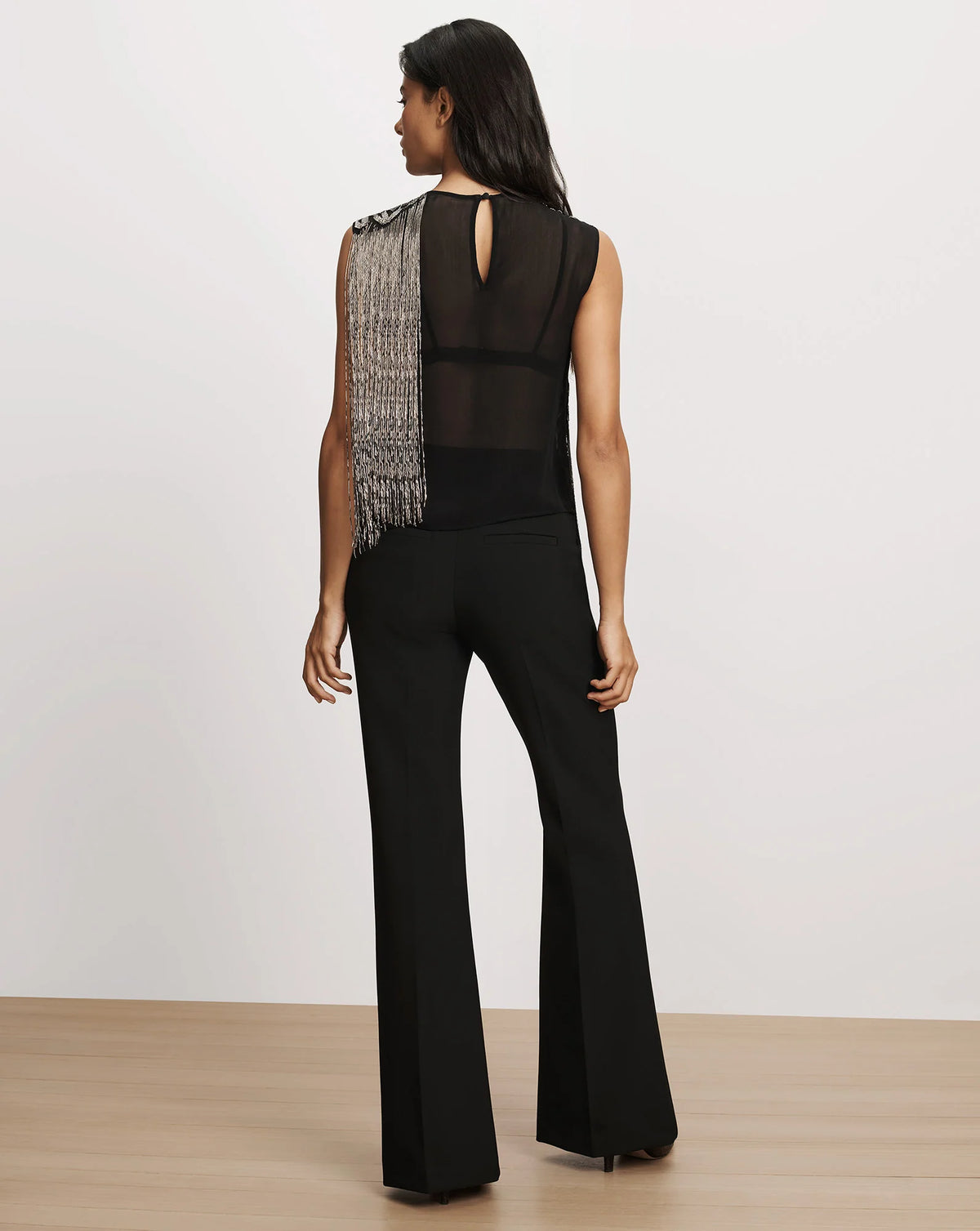 Veronica Beard Olivia Beaded Fringe Top