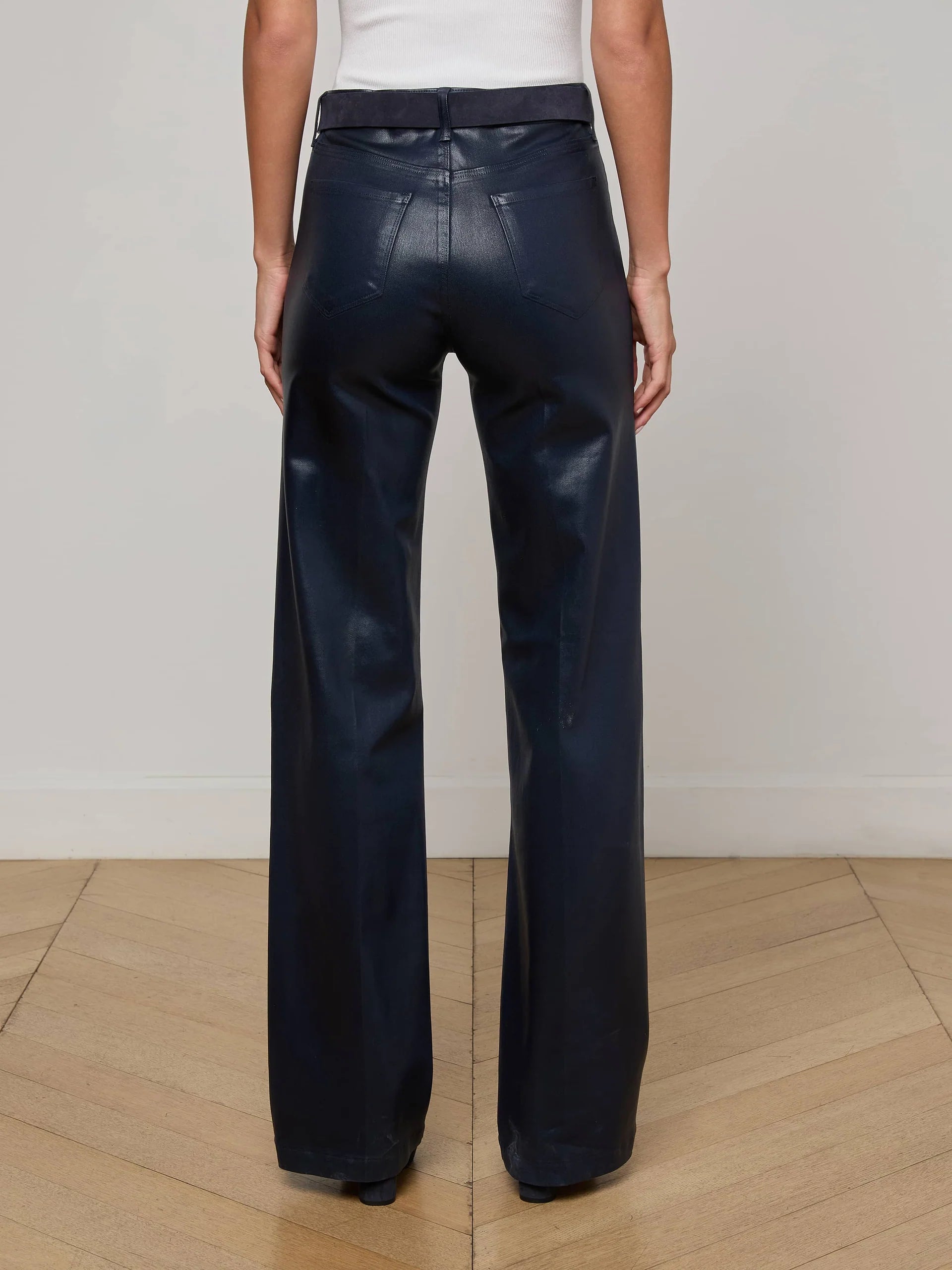 L'Agence Clayton H/R Wide Leg Coated Jean