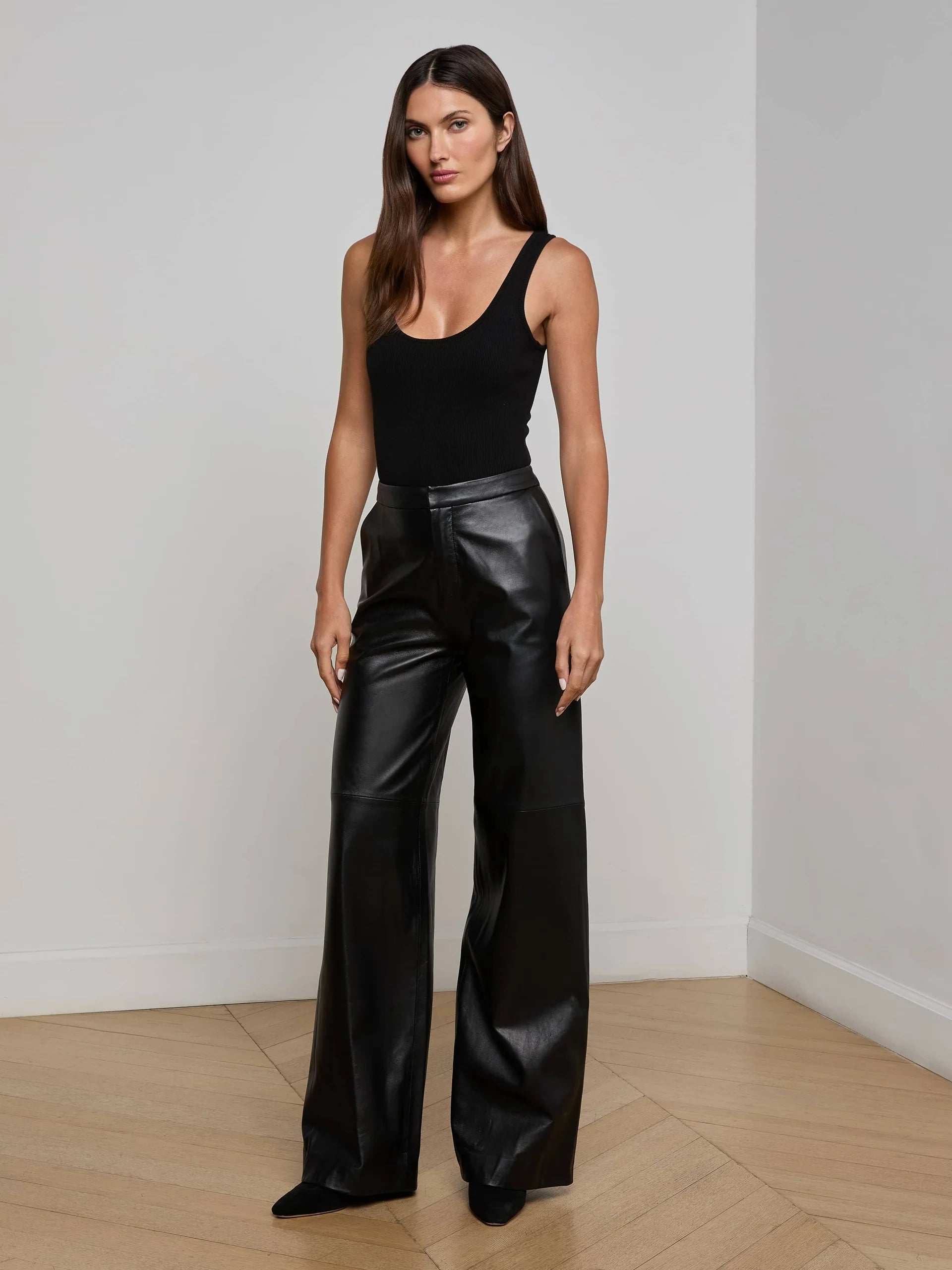 L'Agence Livvy Straight Leg Trouser - Black