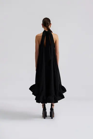 Malina Sabrina Halterneck Ruffled Midi Dress