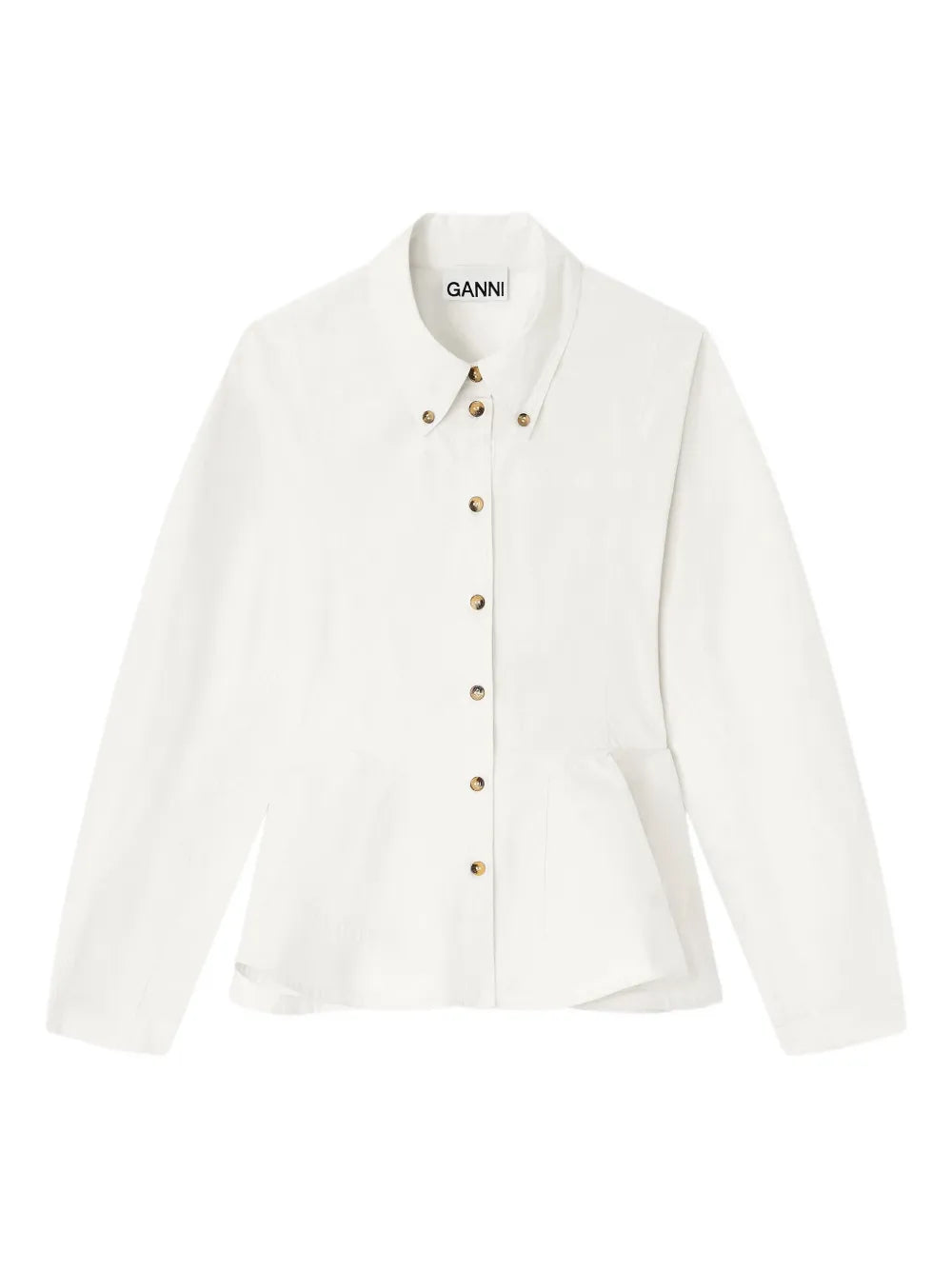 Ganni Stretch Cotton Peplum Shirt