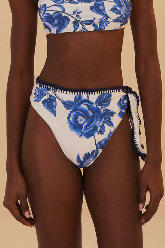 Farm Rio Blue Floral Cascade Bikini Bottom