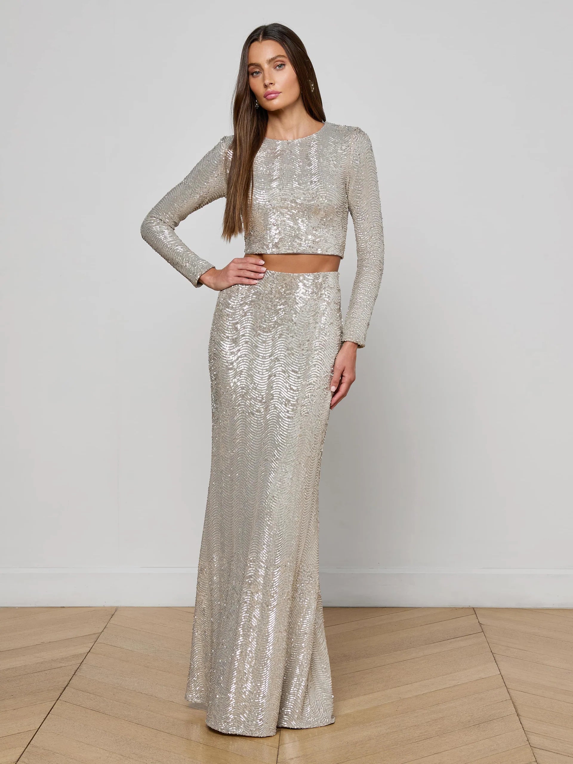 L'Agence Sequin Zeta Long Skirt