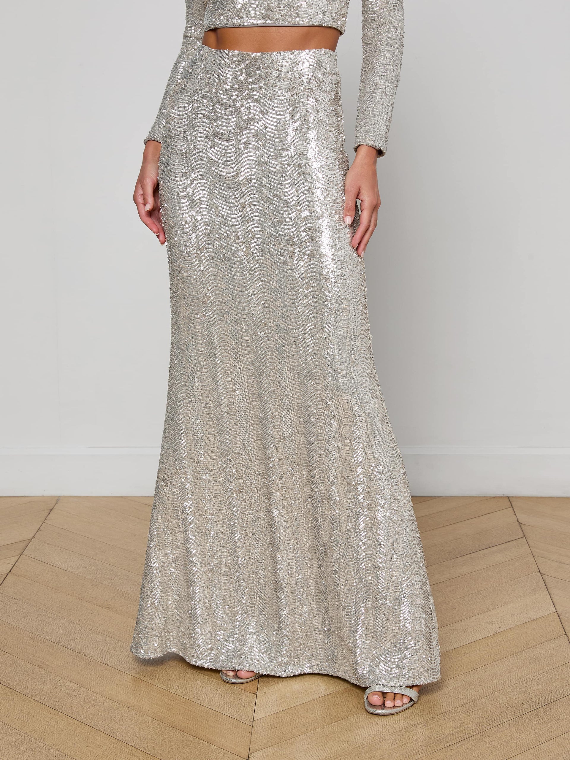 L'Agence Sequin Zeta Long Skirt