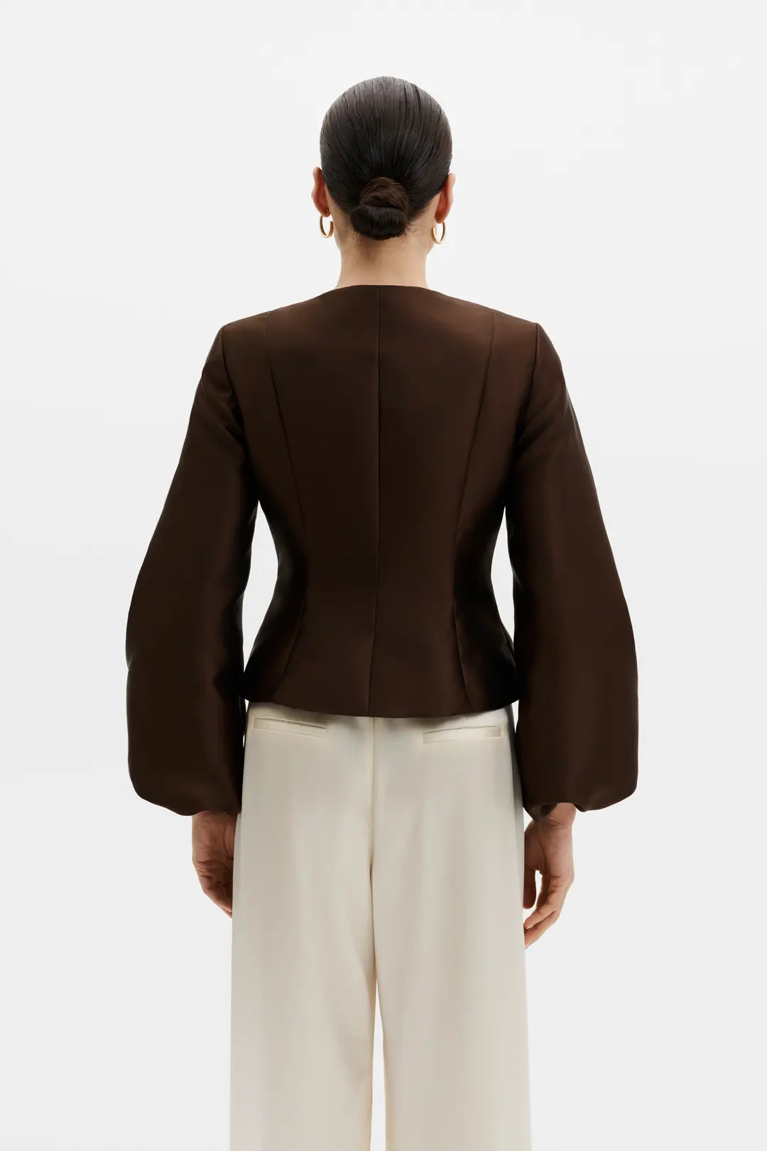 Malina Vendela Balloon Sleeve Blouse - Dark Brown
