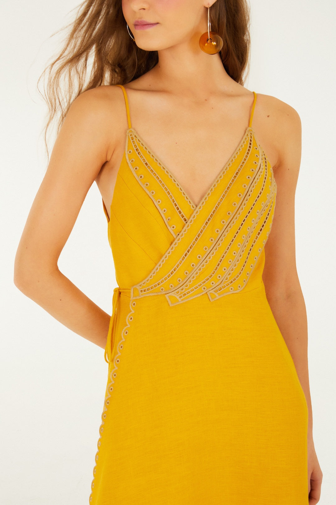 YELLOW BANANAS MAXI WRAP DRESS