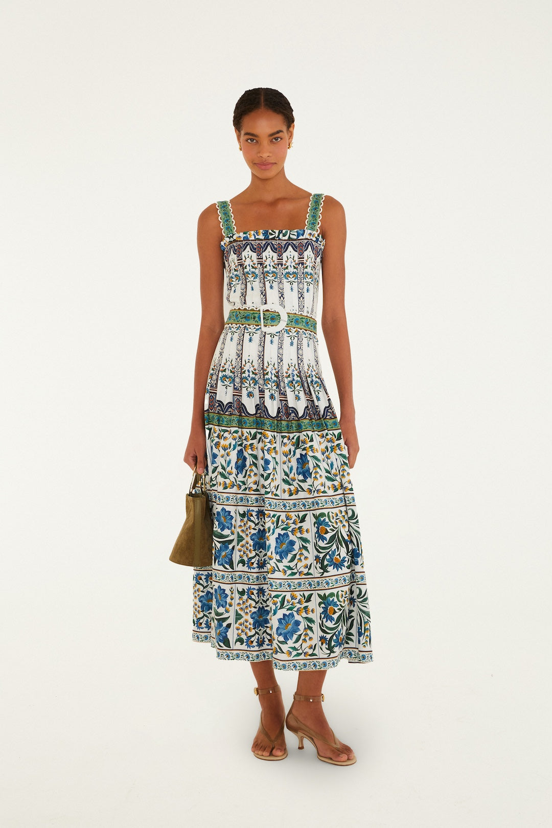 MANOELA OFF-WHITE SLEVELESS BELT MAXI DRESS
