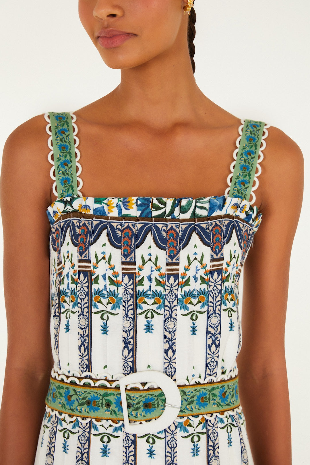 MANOELA OFF-WHITE SLEVELESS BELT MAXI DRESS
