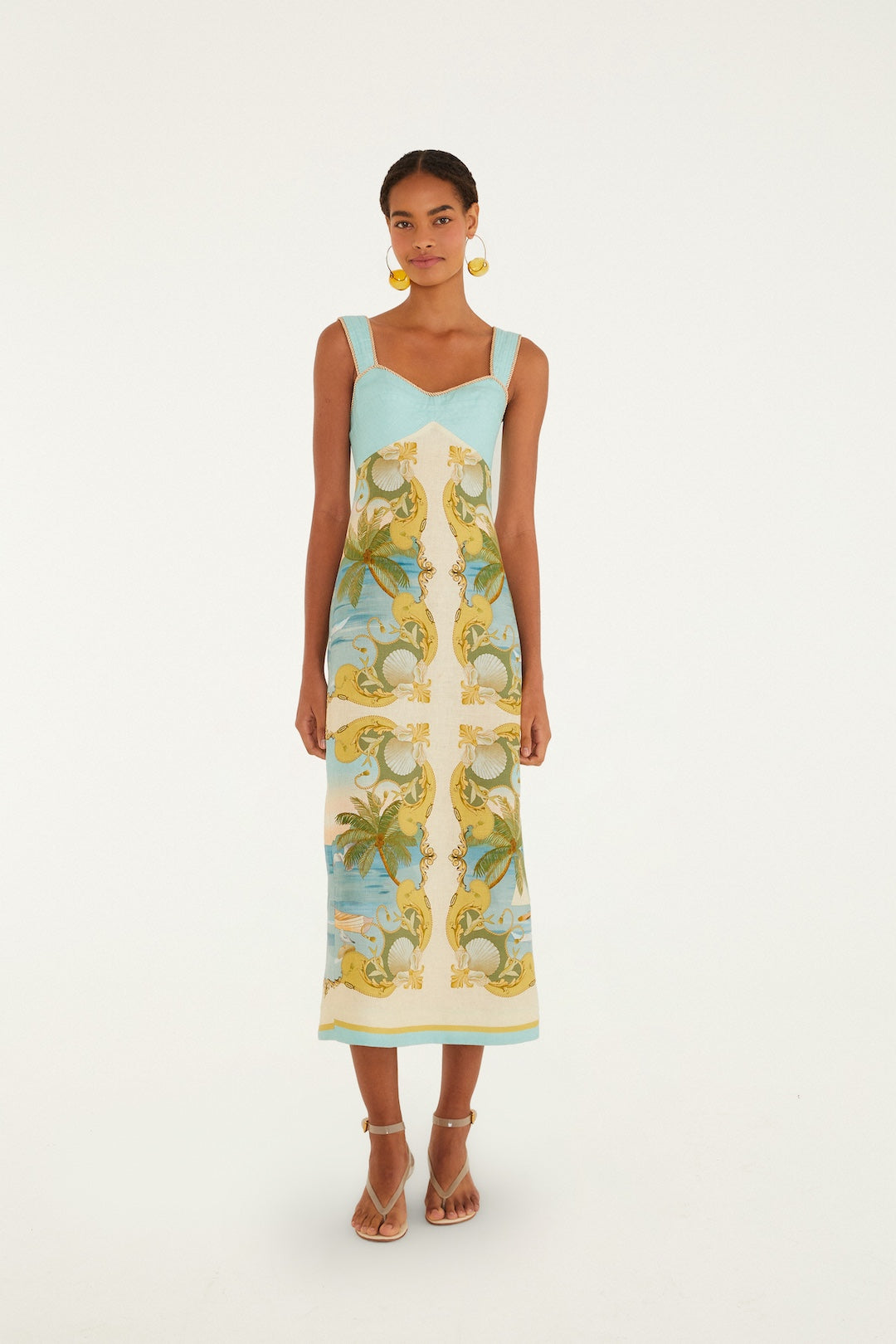 ROYAL SEA MULTICOLOR SLEVELESS MAXI DRESS