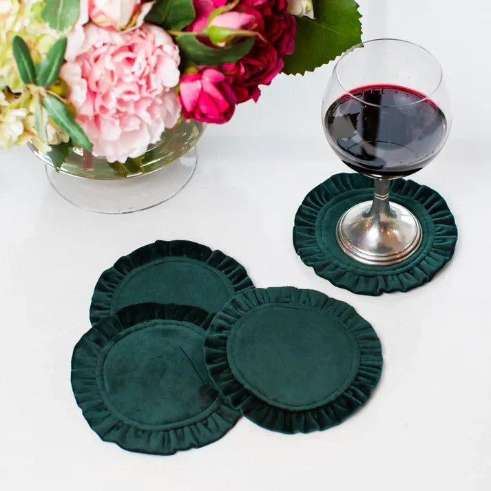 Arte Italica Velvet Coaster Set - Forest Green