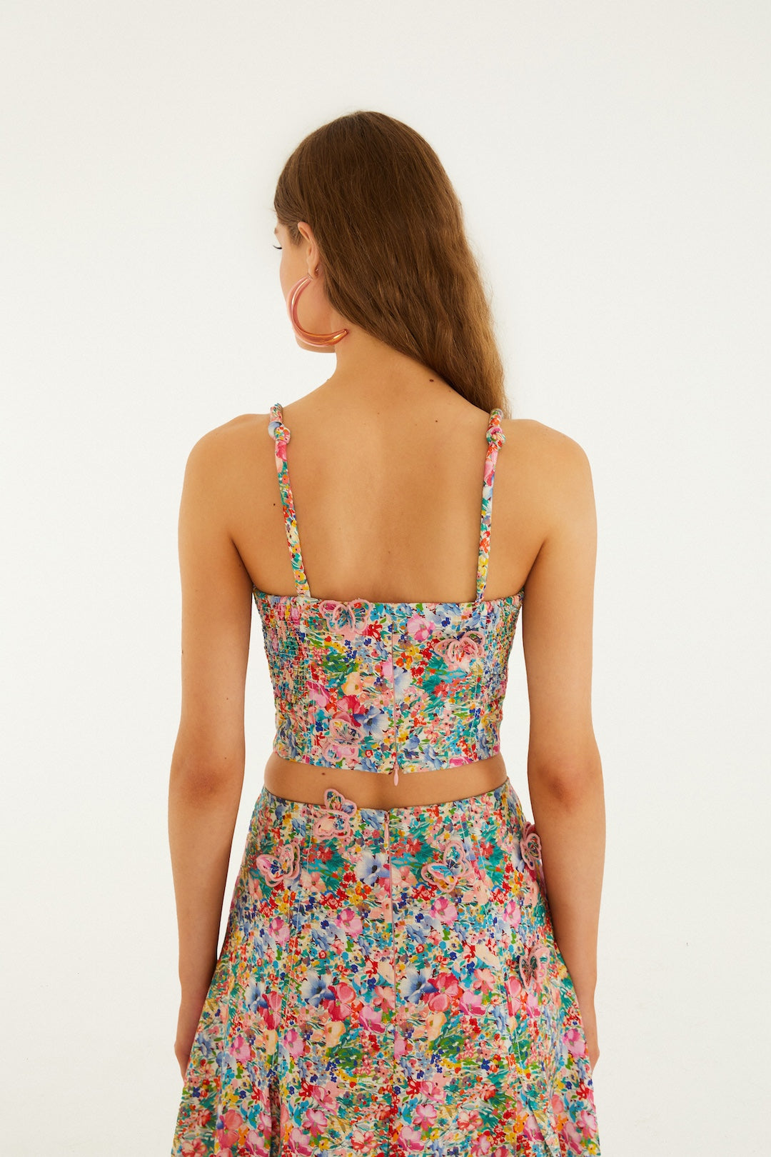 PEASANT FLORAL OFF-WHITE BUTTERFLIES TOP
