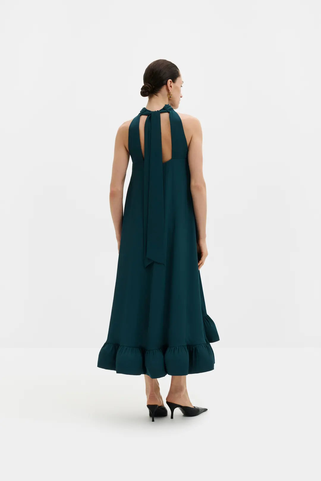 Malina Sabrina Halterneck Ruffled Midi Dress