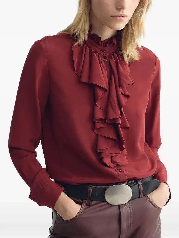 Nili Lotan Lily Blouse - Crimson