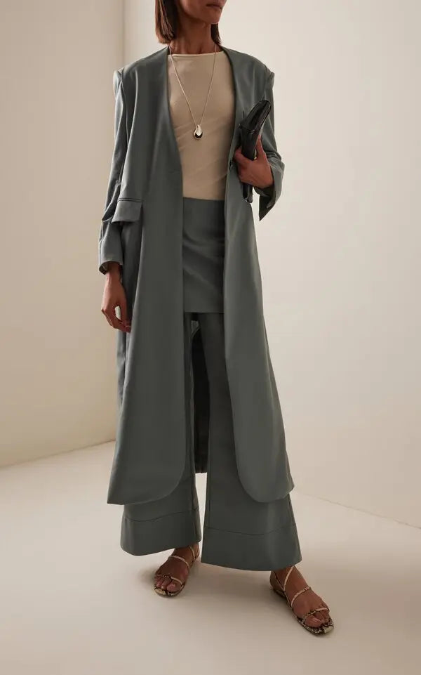 By Sloan Summer Wool Long Collarless Coat