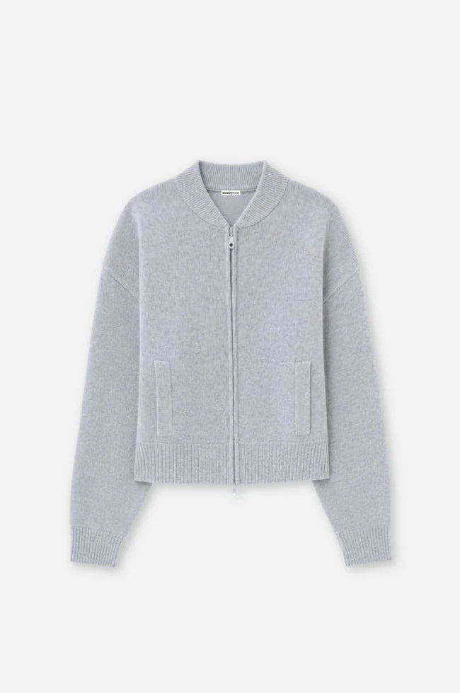 Minnie Rose Cashmere Cropped Bomber - Foxy Silver
