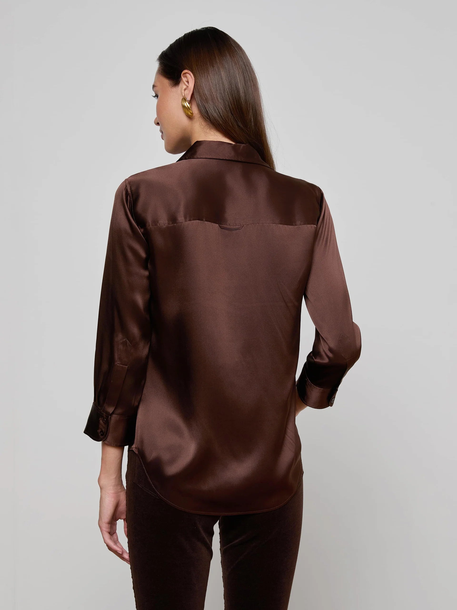 L'Agence Dani 3/4 Sleeve Blouse - Coffee Bean