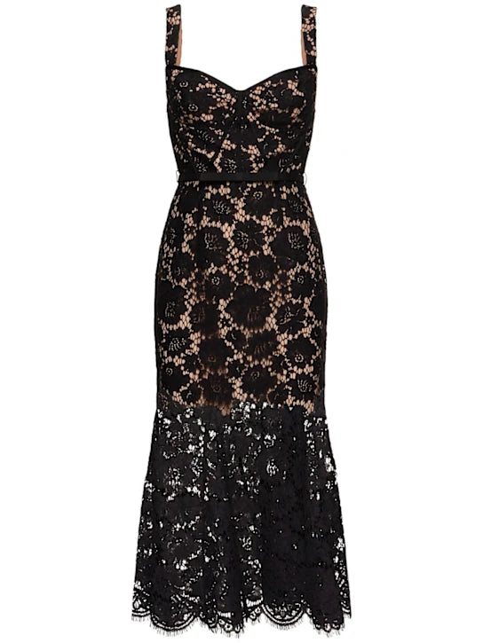 Self Portrait Fine Lace Midi Dress
