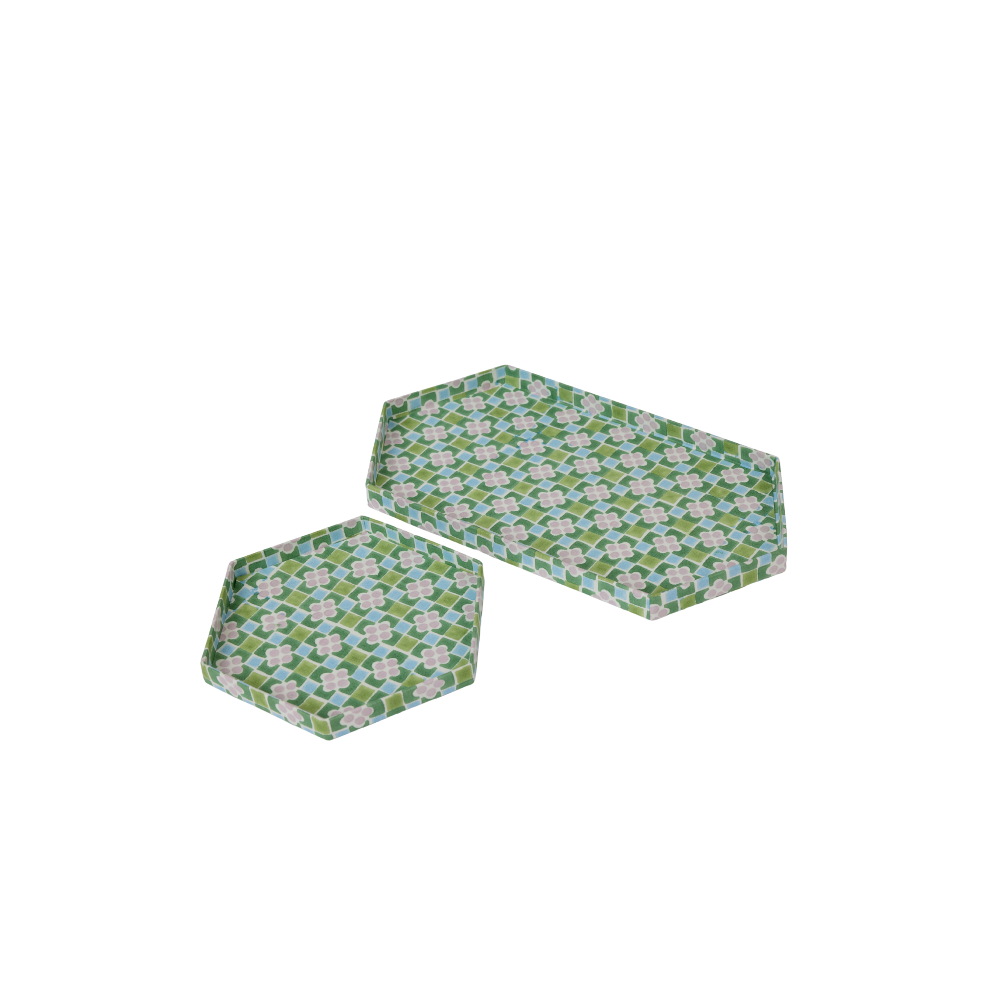 Maison Poire Arthur Hexagon Tray Set - Lilac/Spring Green