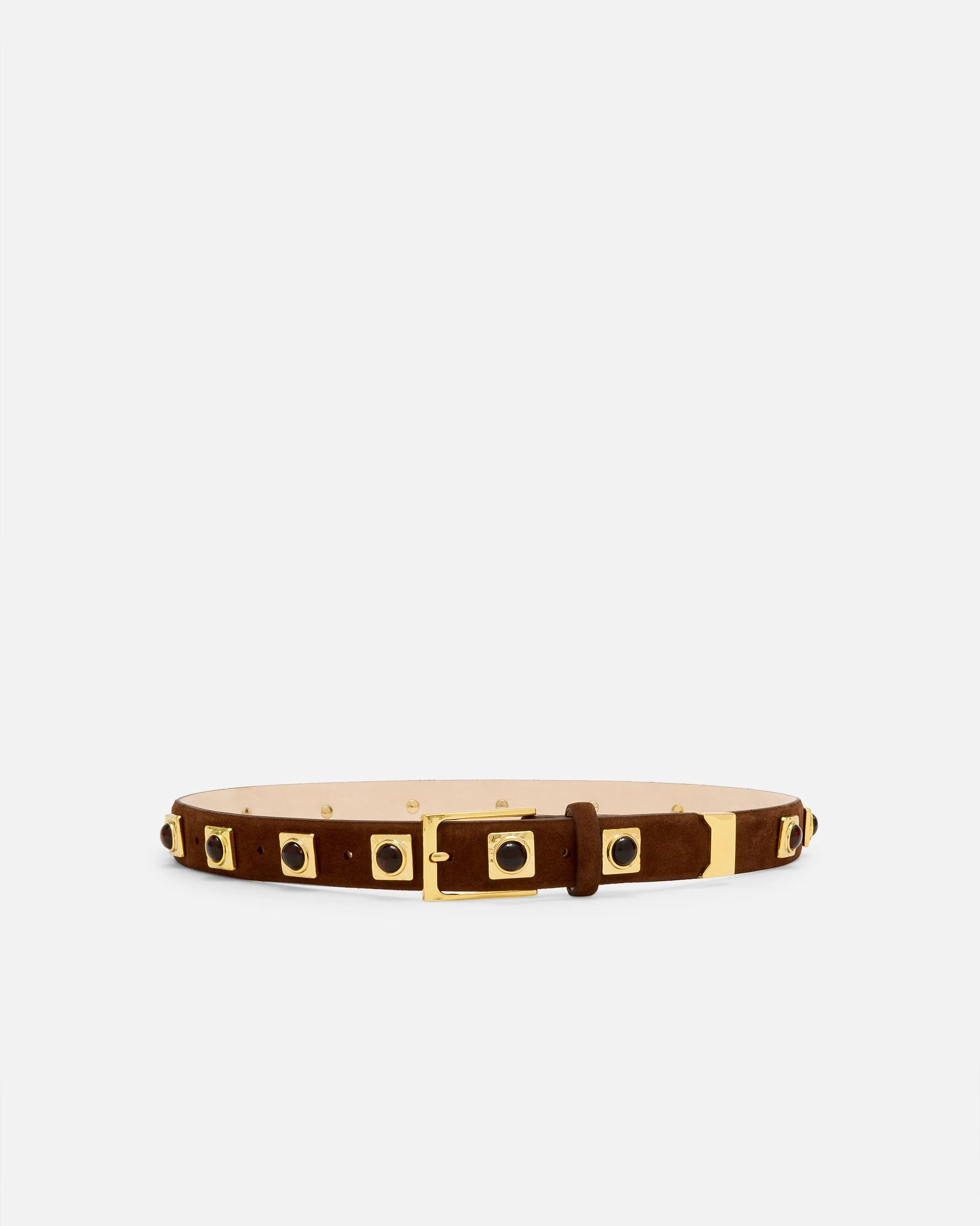 Aureum No.2 Chocolate/Gold Studded Belt