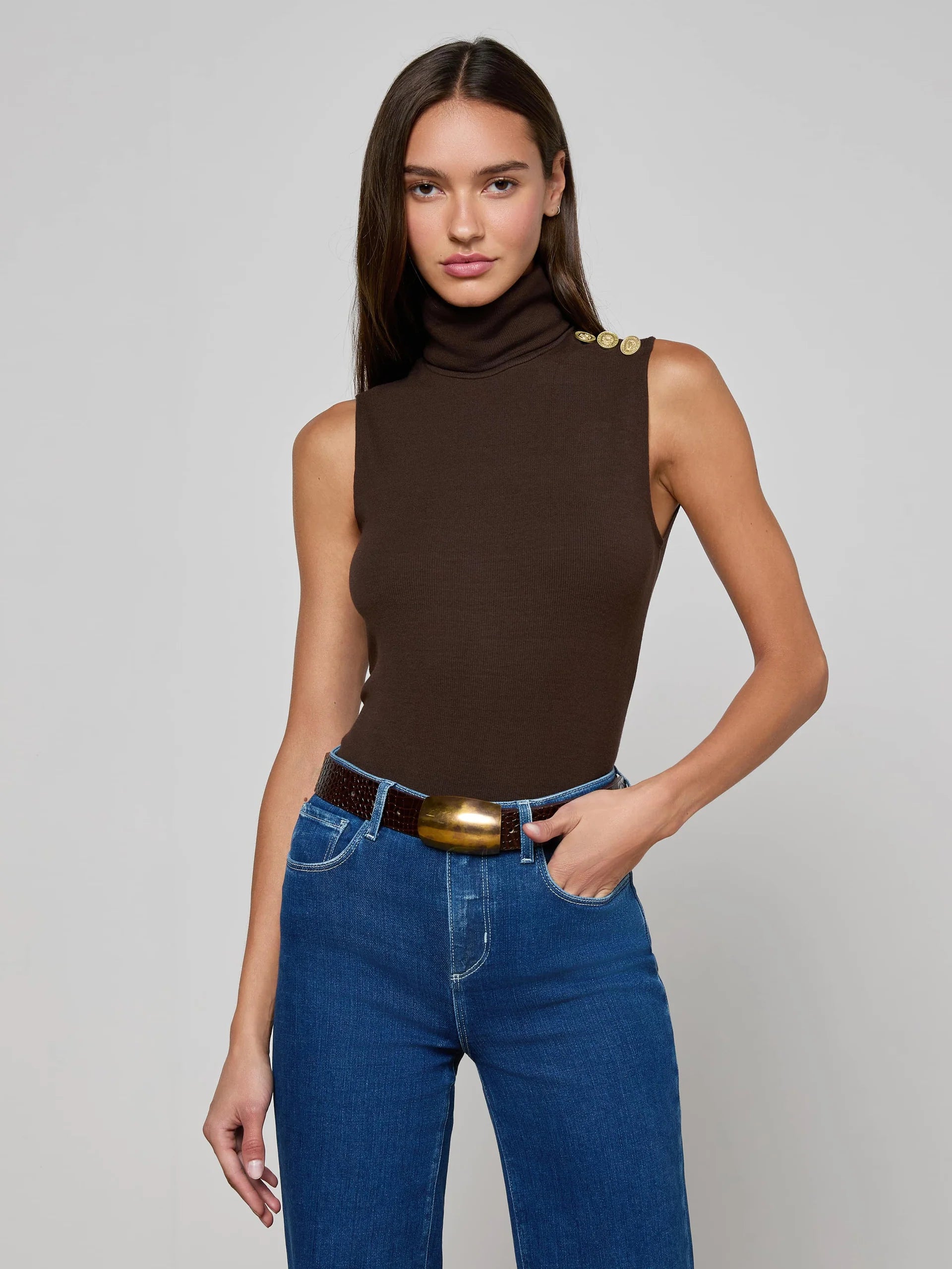L'Agence Ceci Slvless Turtleneck