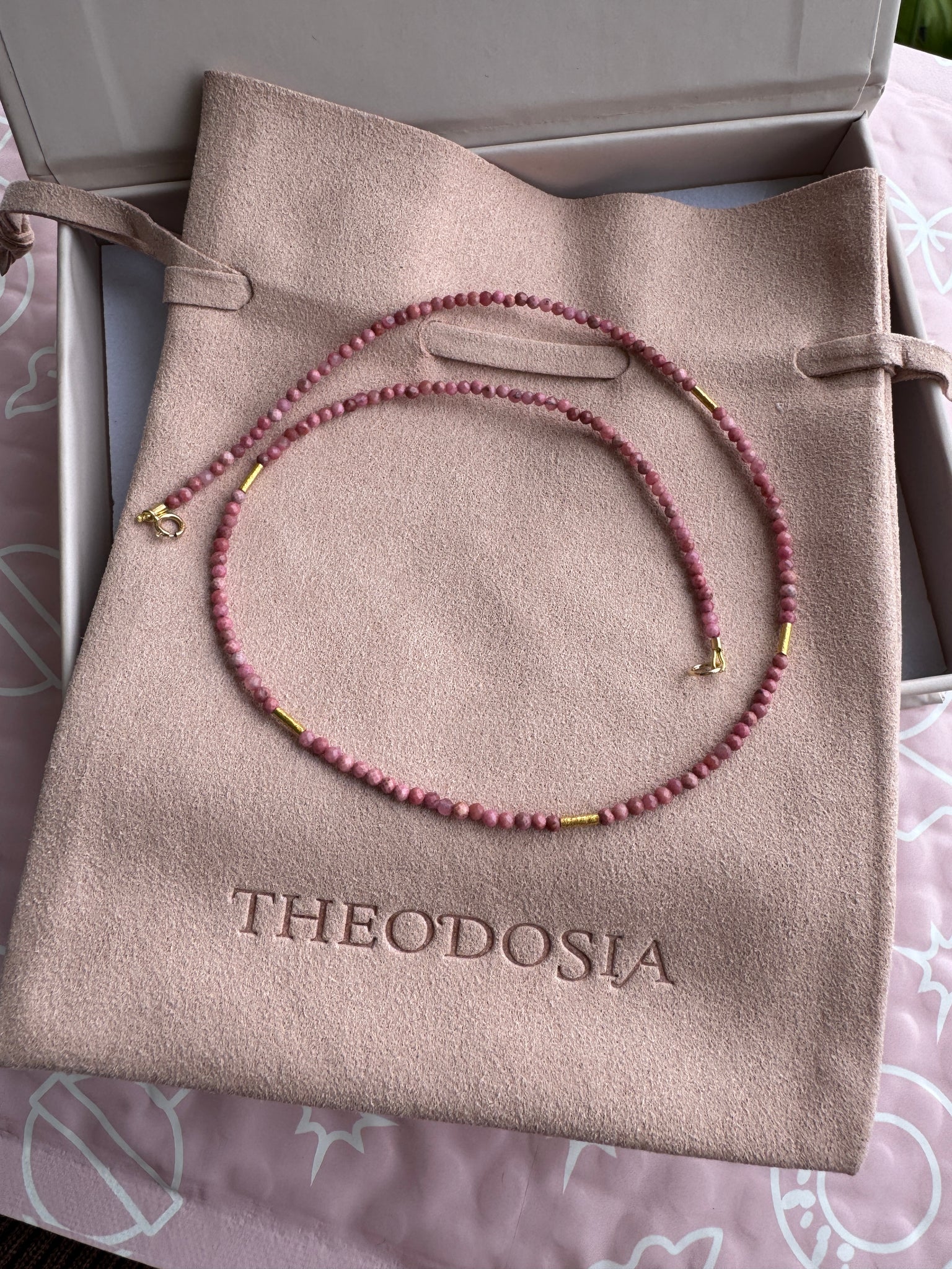 Theodosia Delicate Five Bar Necklace - Rhodochrosite