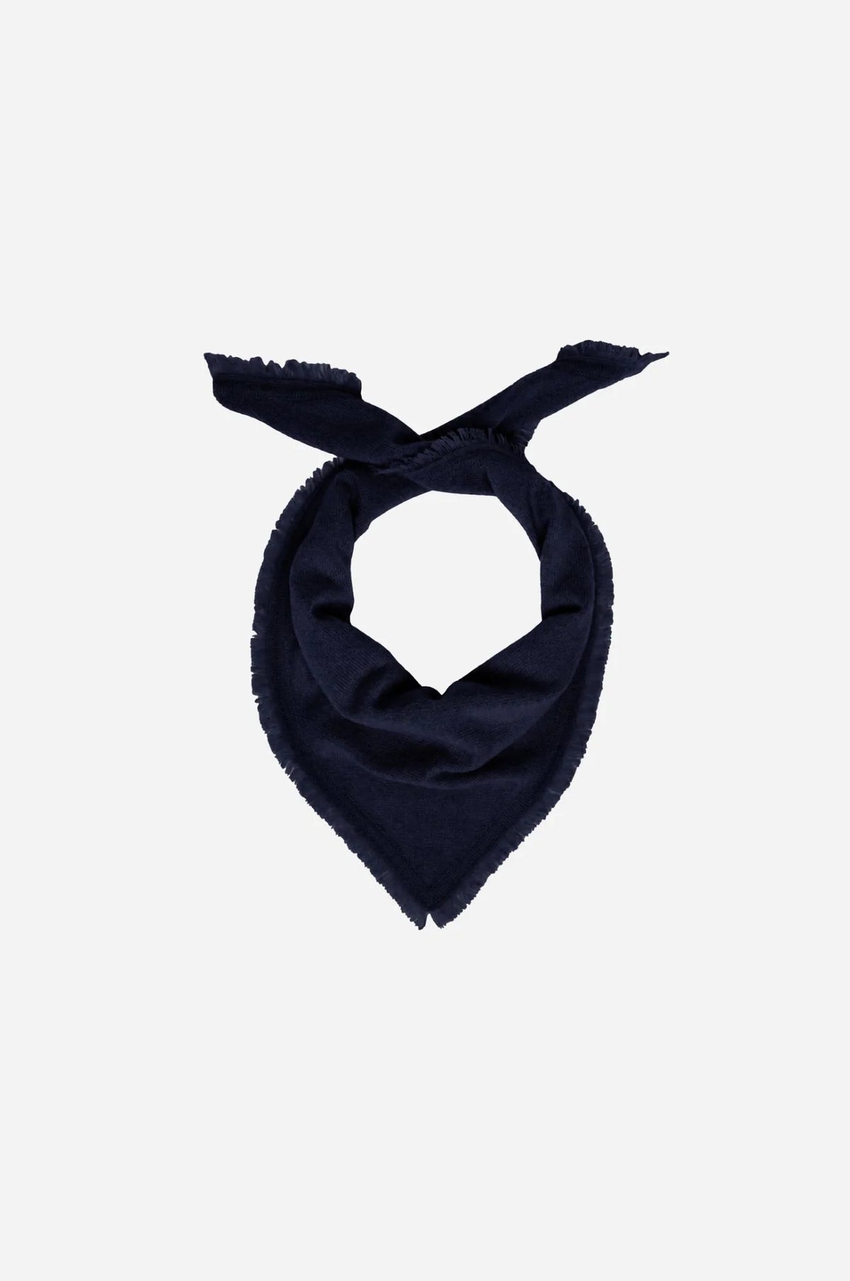 Minnie Rose Cashmere Neckerchief with Eyelash Fringe - Navy