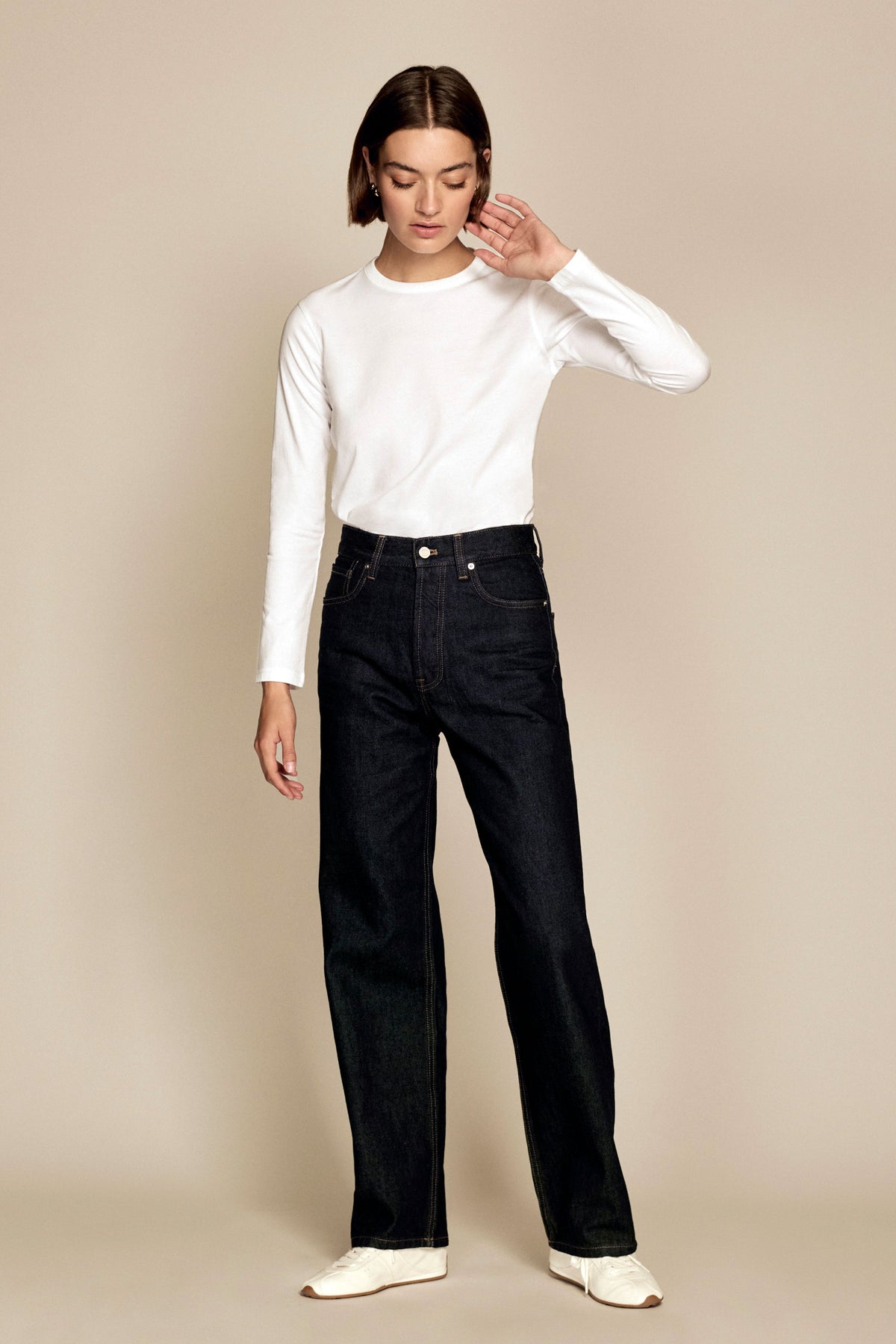 The Long Sleeve Perfect Tee in White - WS