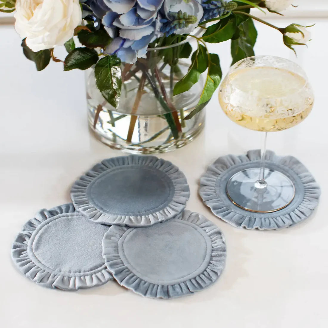 Arte Italica Velvet Coaster Set - Light Blue