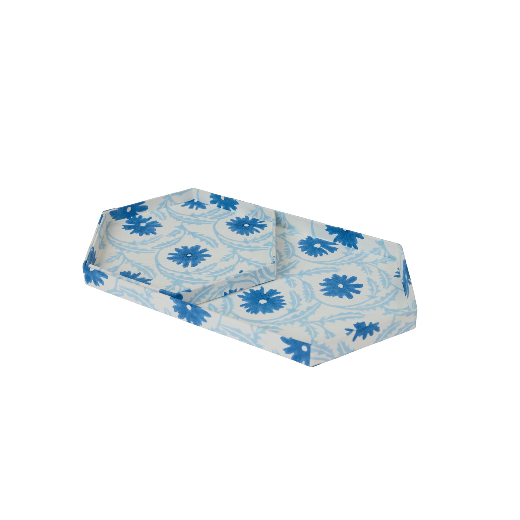 Maison Poire Marguerite Hexagon Tray Set - Cobalt