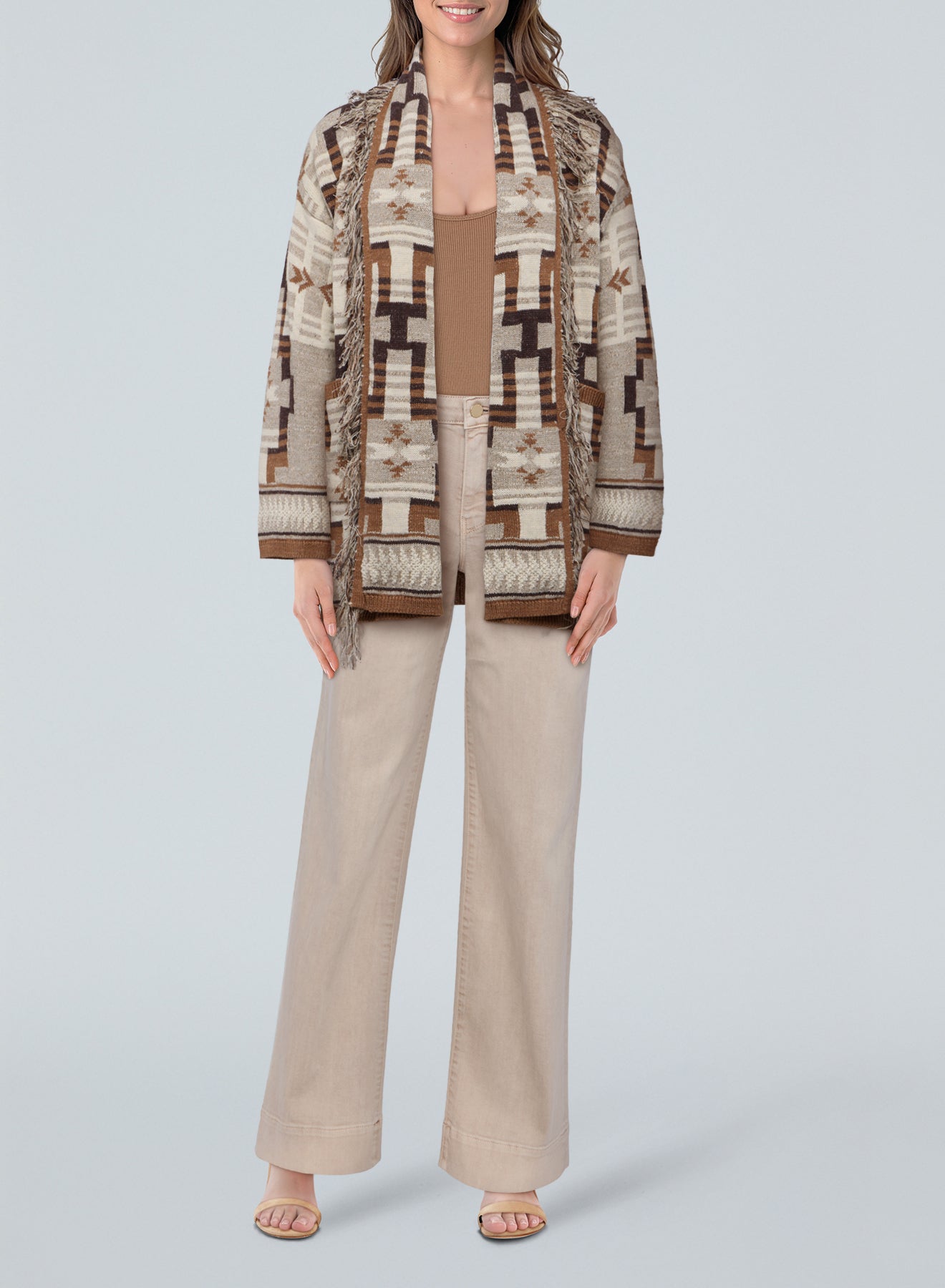 JAIR JACQUARD FRNG CARDI