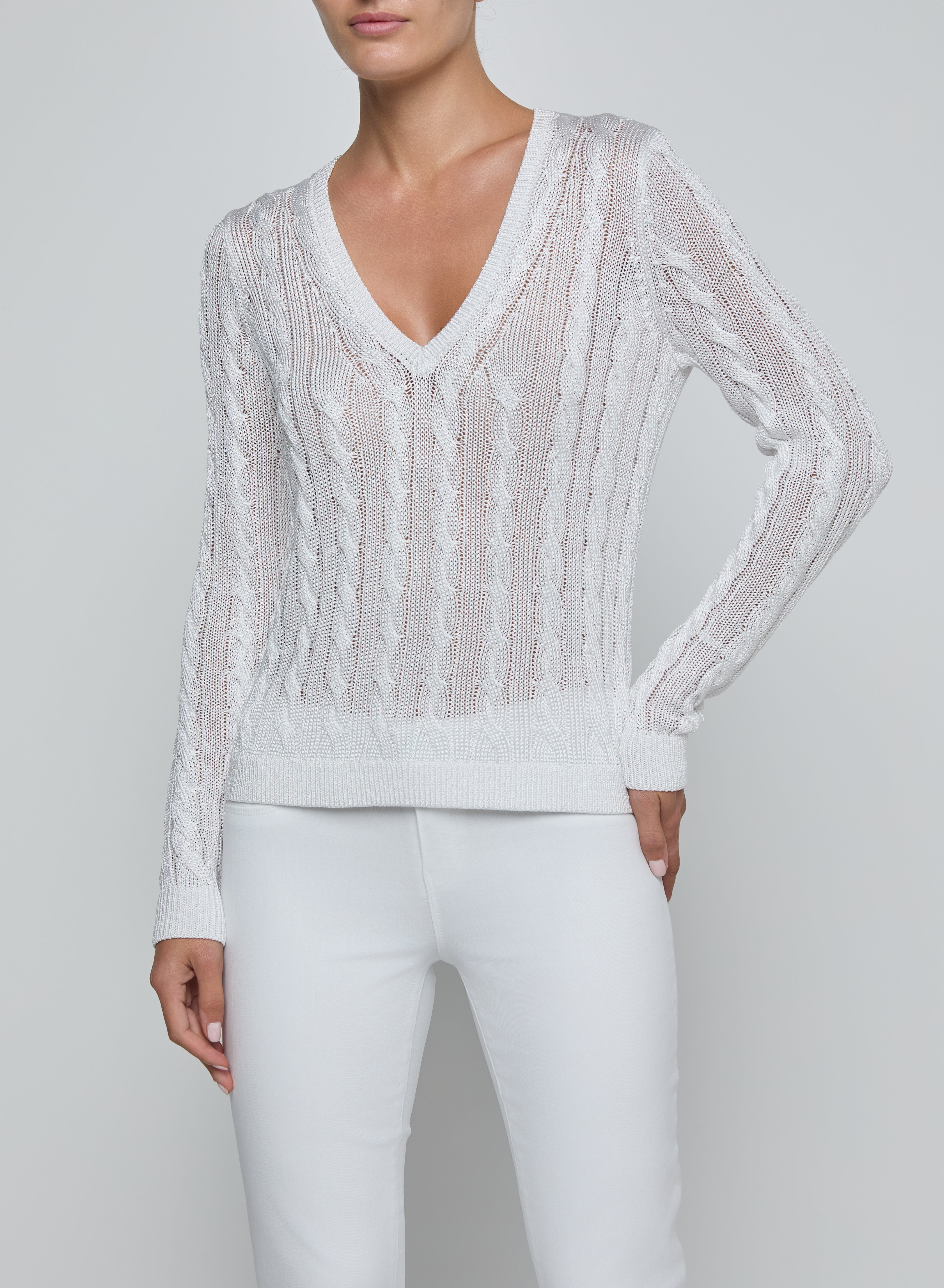 PRESTON CABLE V NECK PULLOVER
