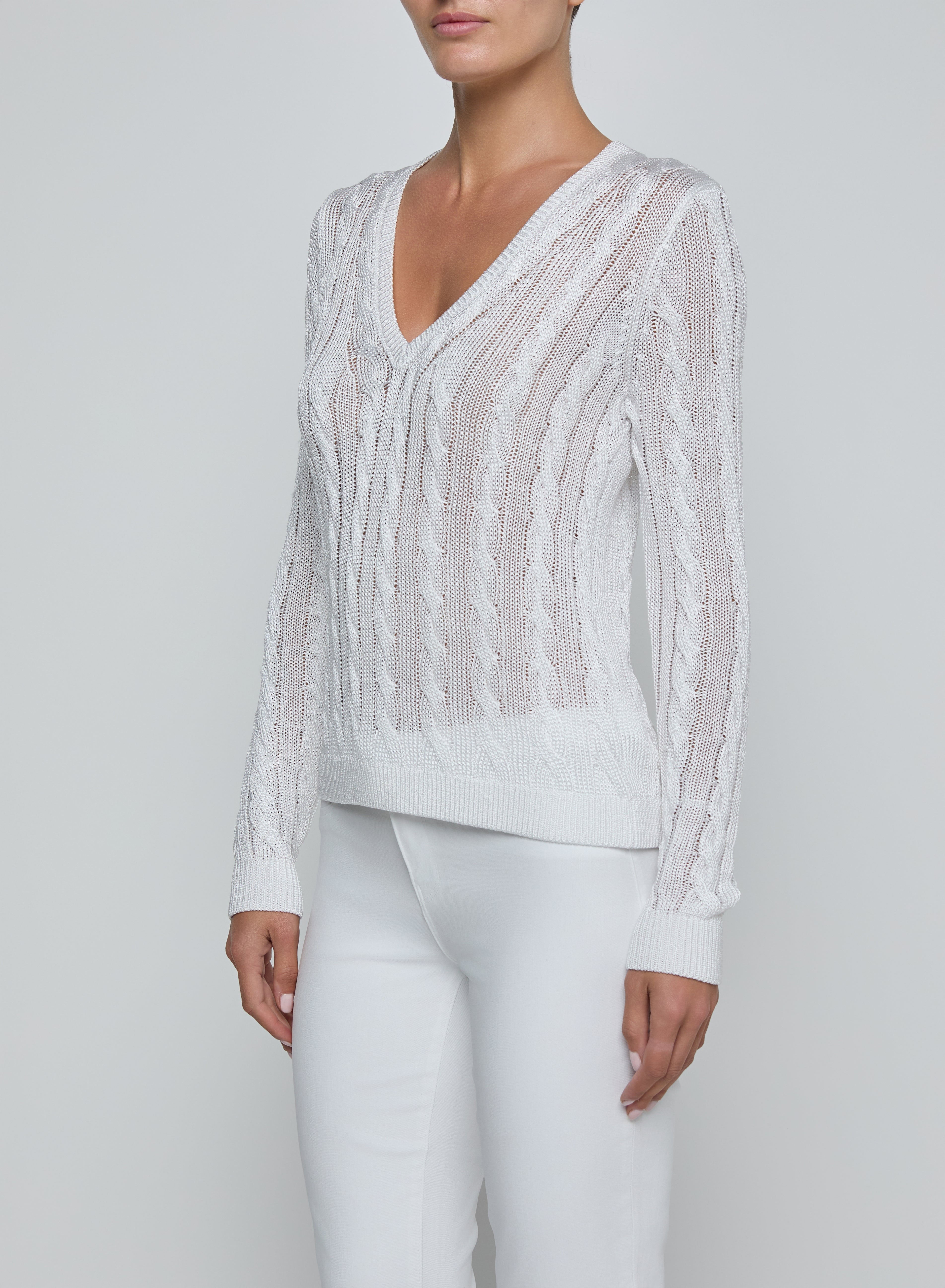 PRESTON CABLE V NECK PULLOVER