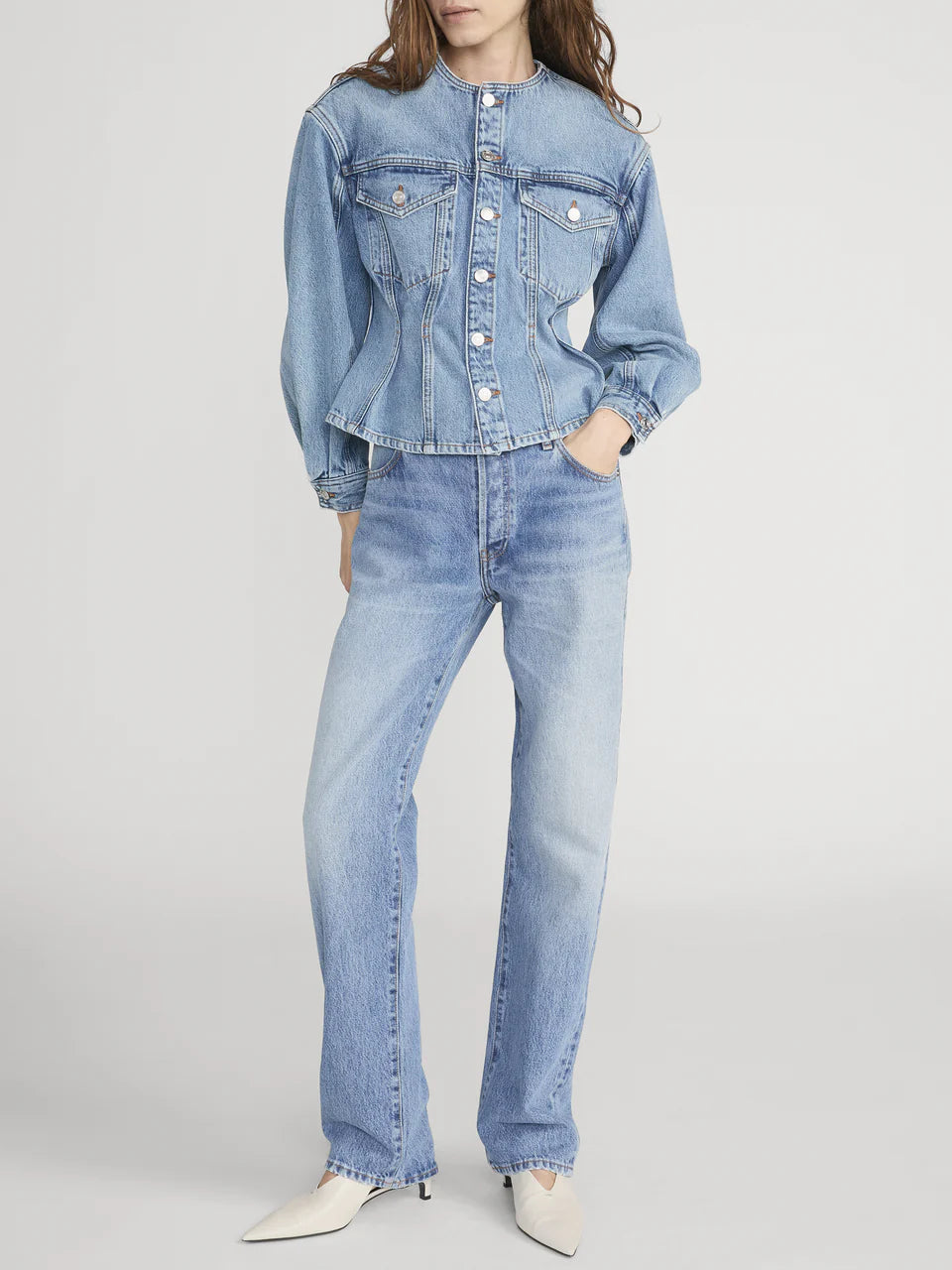 Frame The Nipped Collarless Jacket