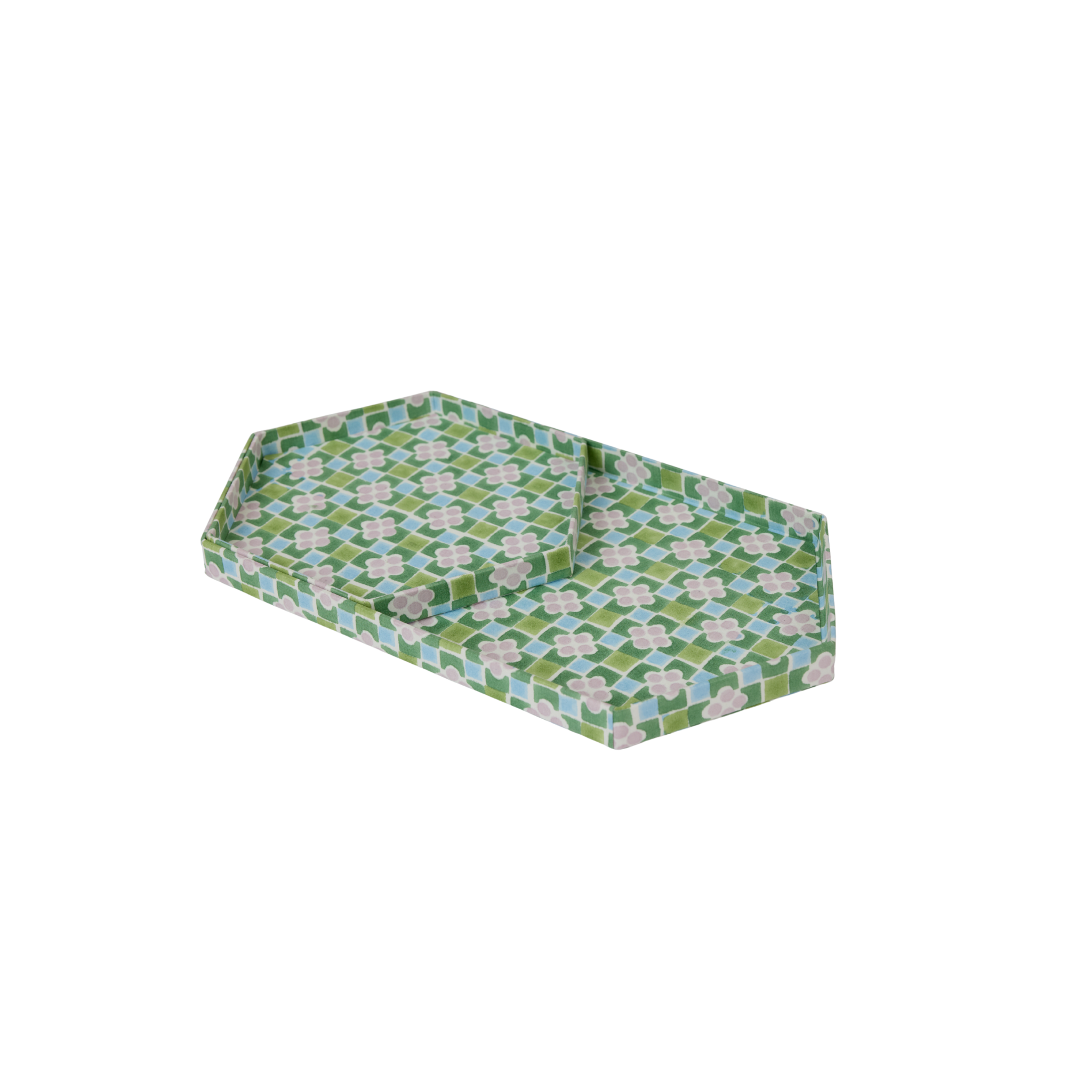 Maison Poire Arthur Hexagon Tray Set - Lilac/Spring Green