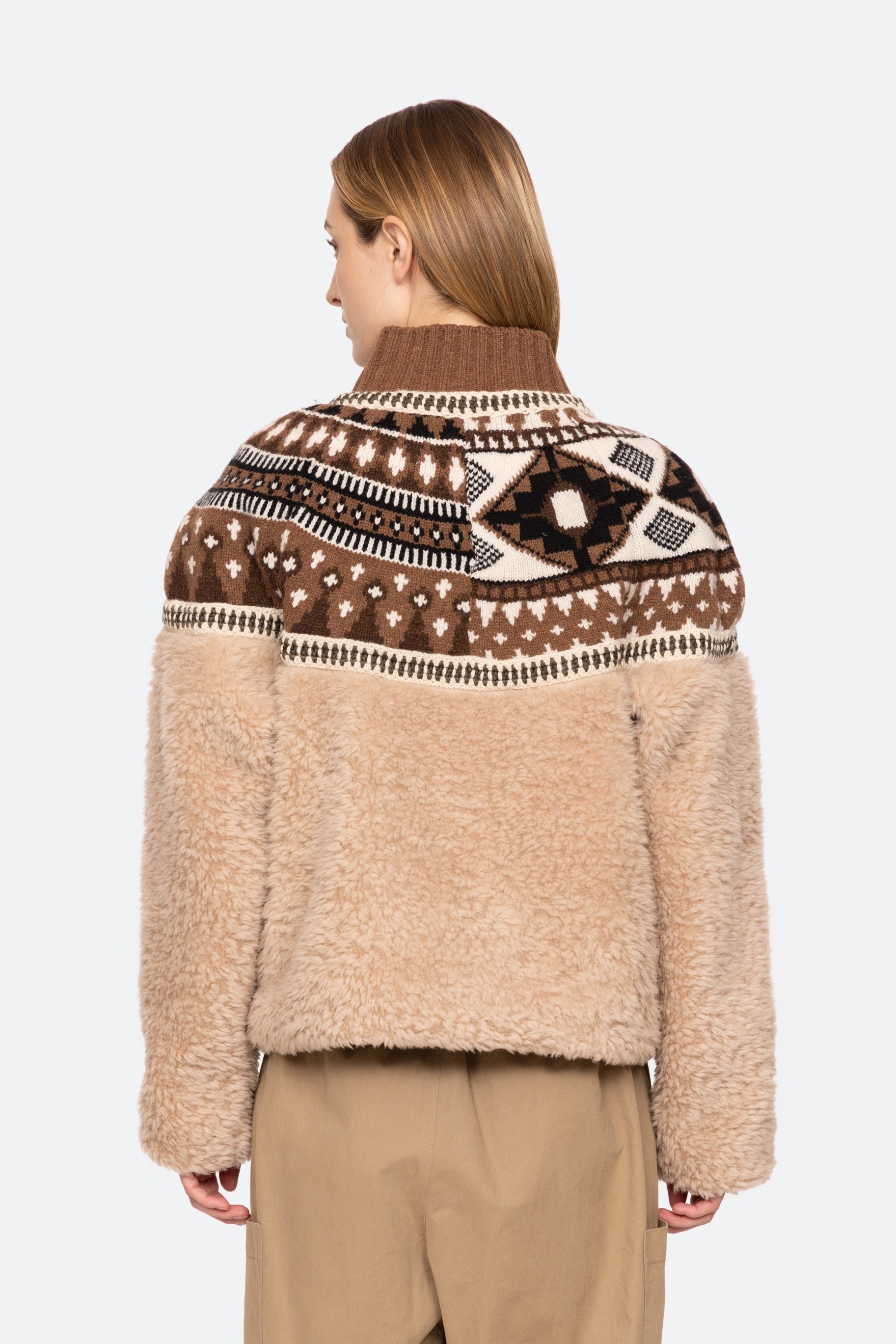 LINEA FAIR ISLE KNIT COMBO FLEECE JACKET (D2)