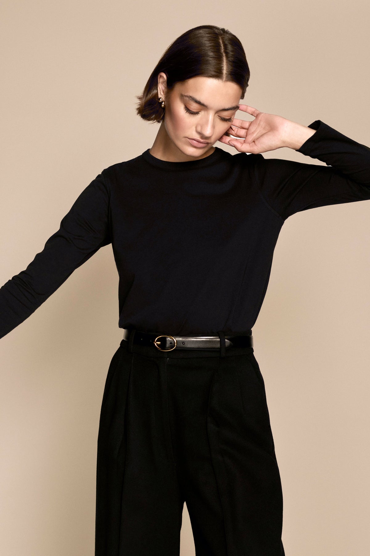 The Long Sleeve Perfect Tee in Black - WS