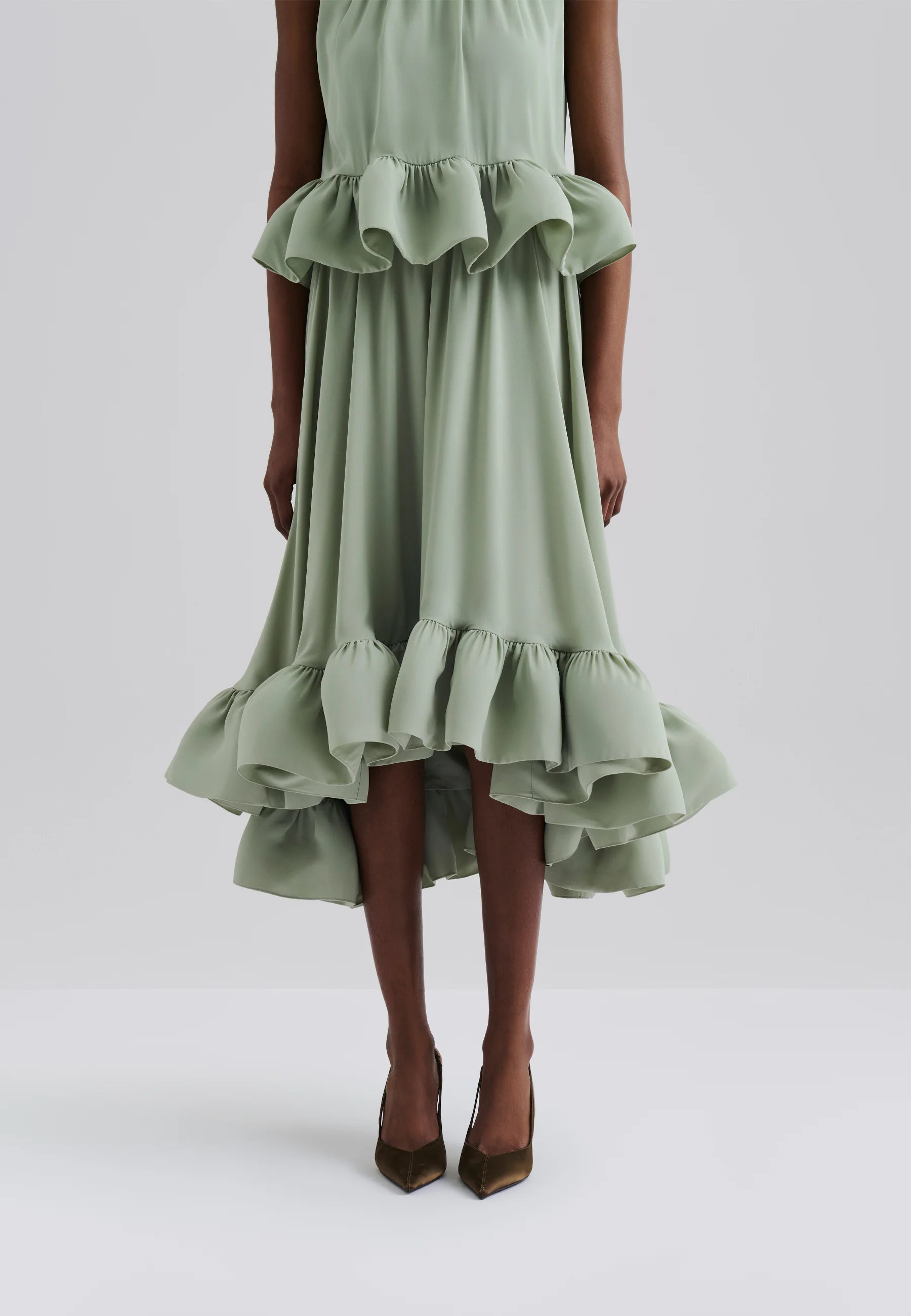 Malina Adriana Frilled Hem Midi Skirt