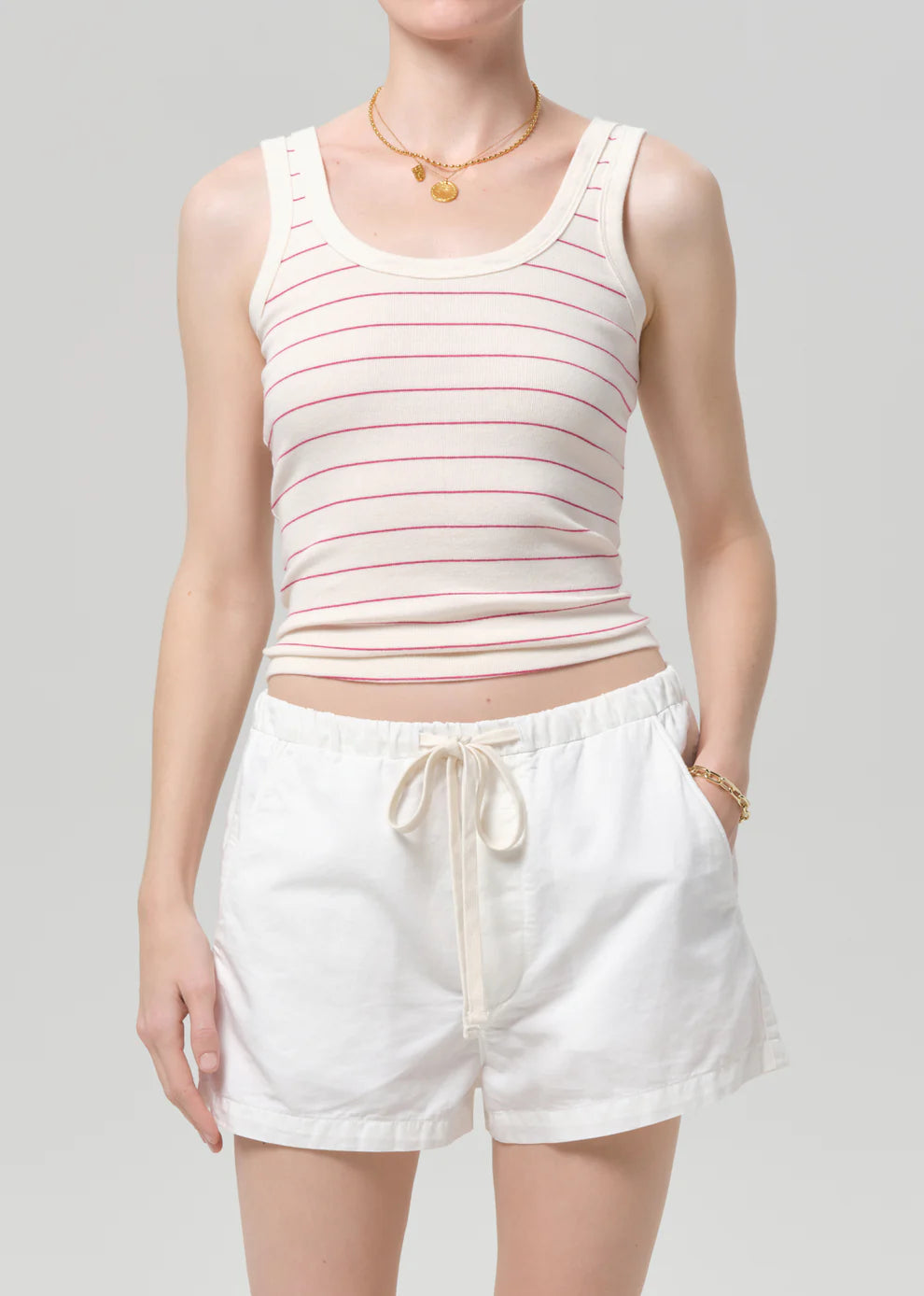 Citizens Of Humanity Faye Tank - Raspberry Pinstripe
