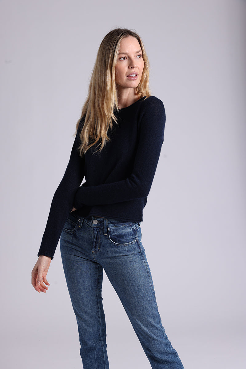 9705 Southern Cashmere Raglan Crew With Rolled Trims