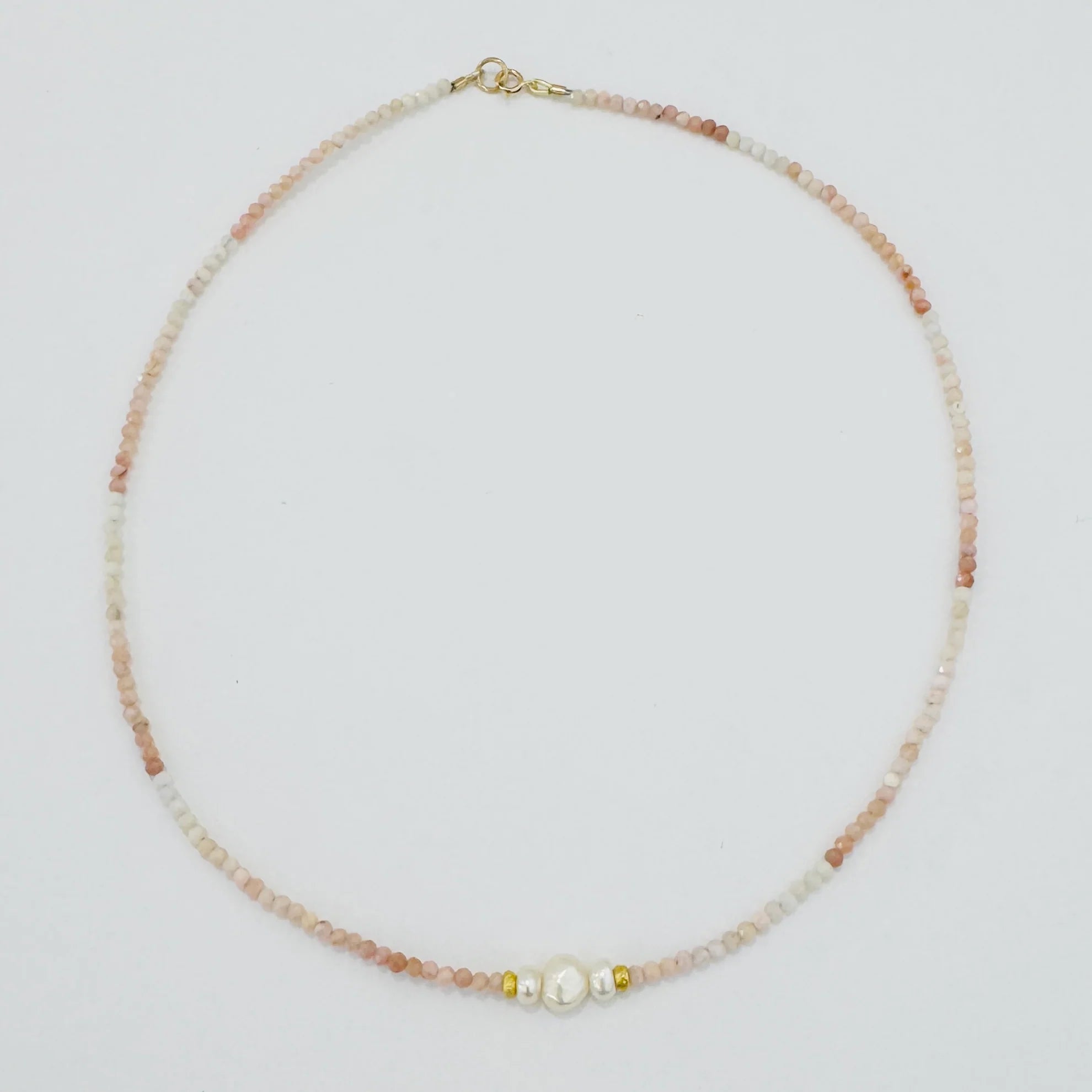 Theodosia Pearl Focal Delicate Necklace - Pink Opal