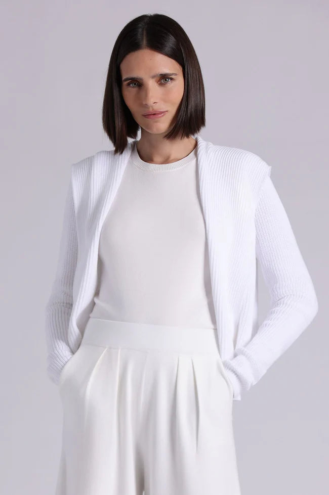 Minnie Rose Cotton Shaker Hooded Flyaway Cardigan - White
