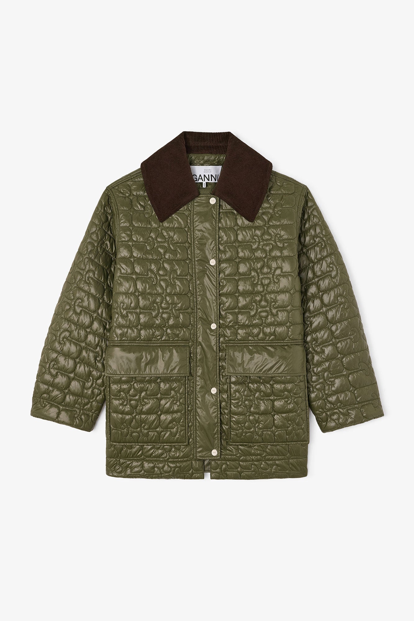 Ganni Shiny Quilt Midi Jacket