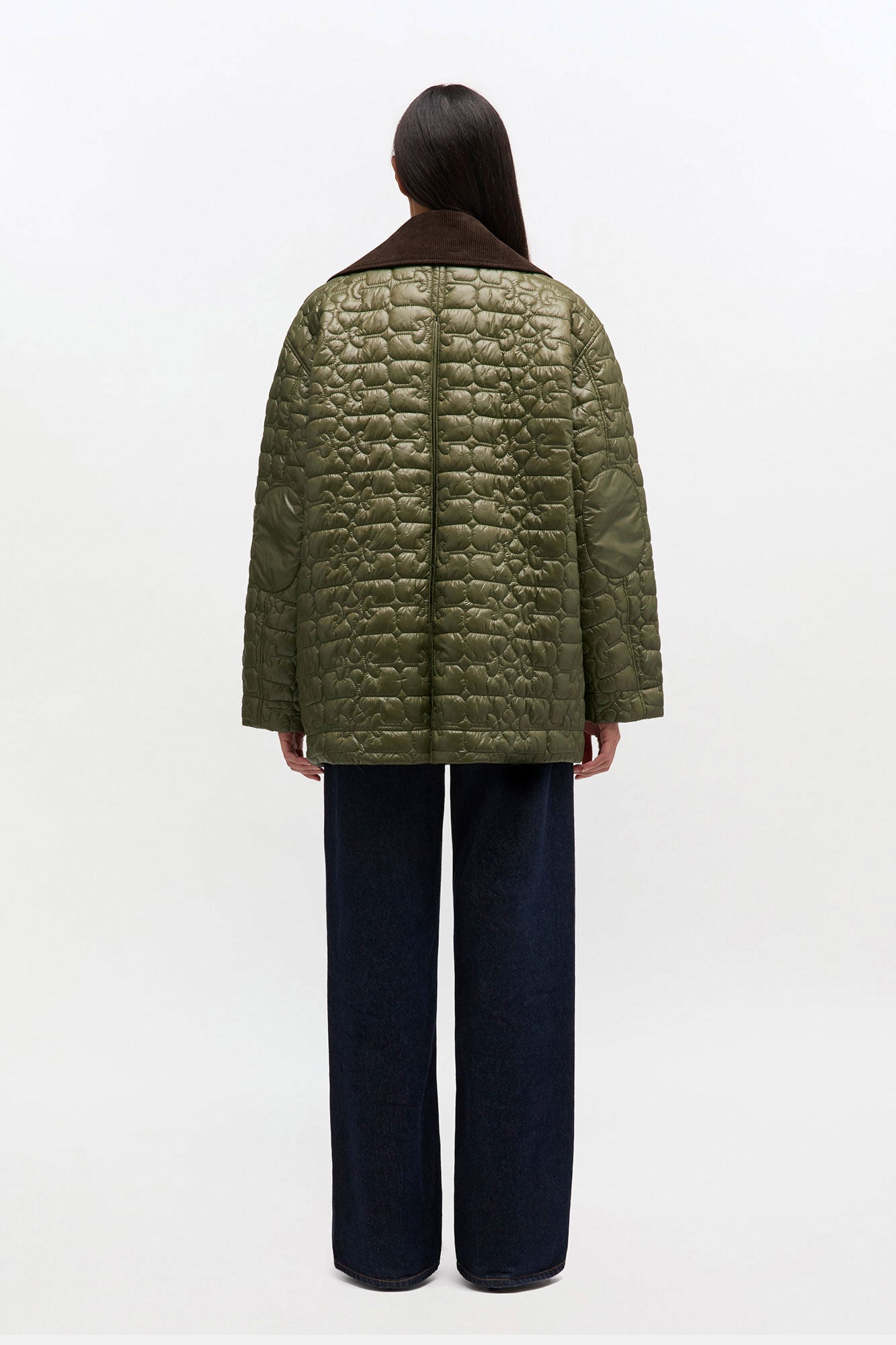 Ganni Shiny Quilt Midi Jacket