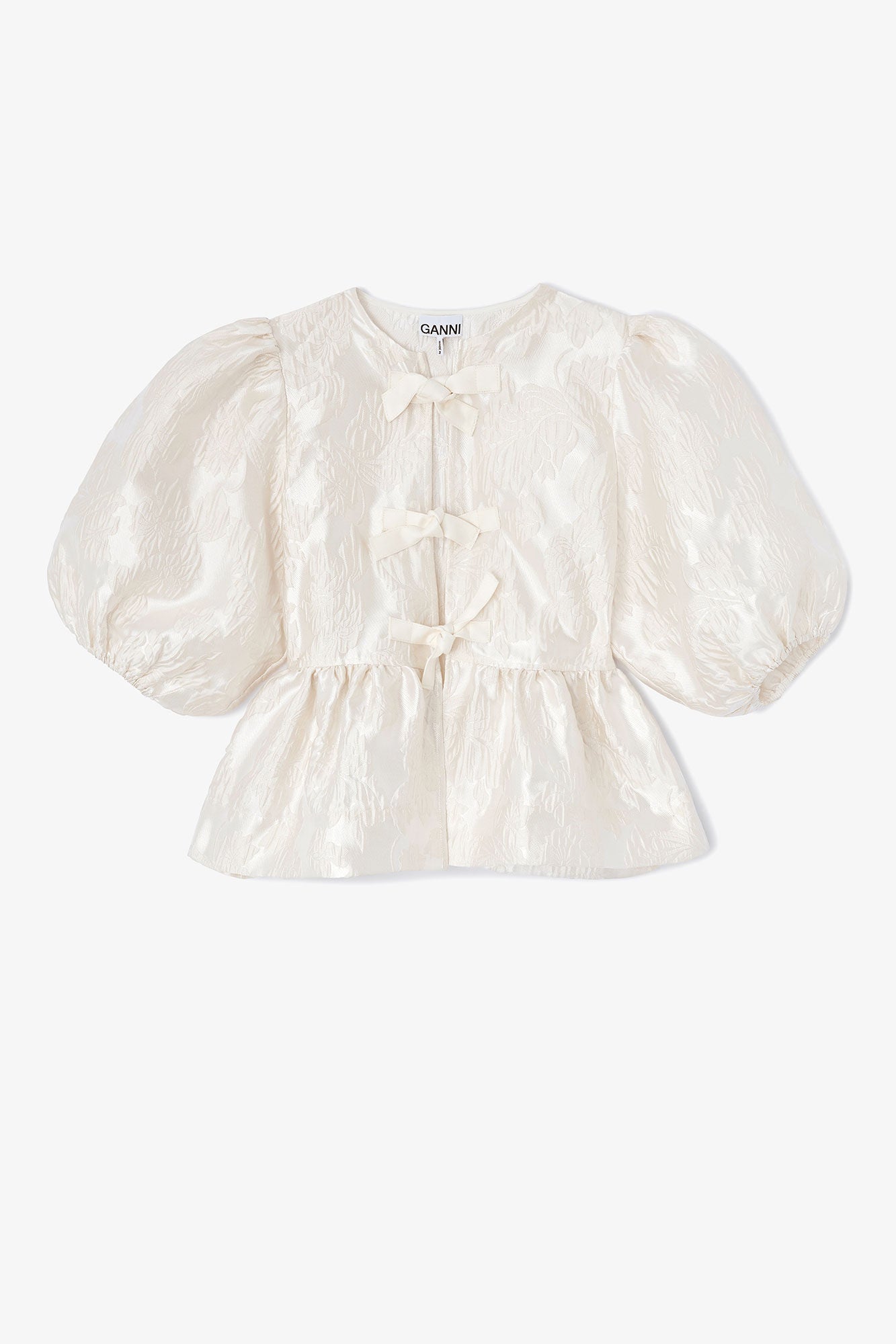 Ganni Satin Cloque Peplum Blouse